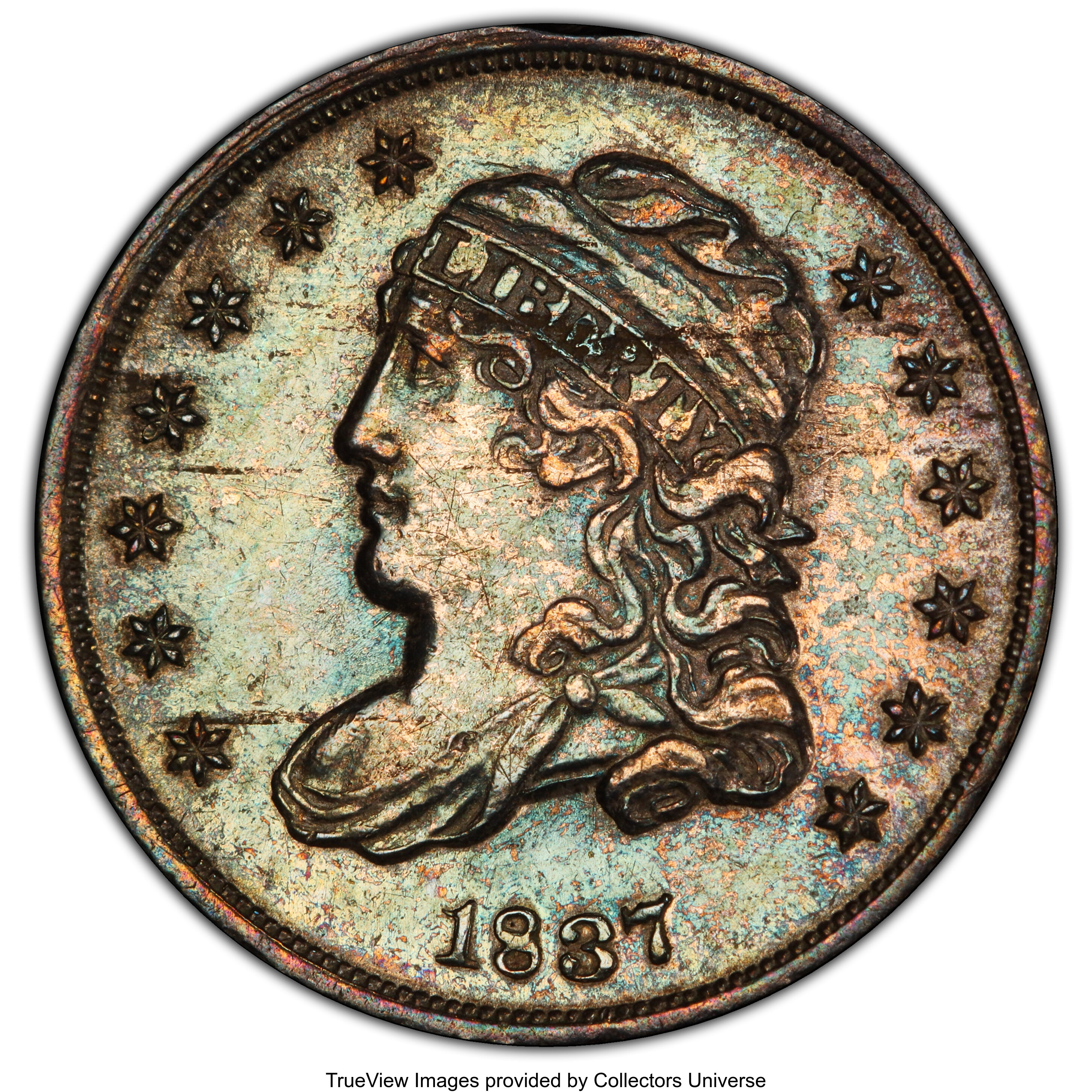 1837 H10c Small 5c XF40 CAC thumbnail 23