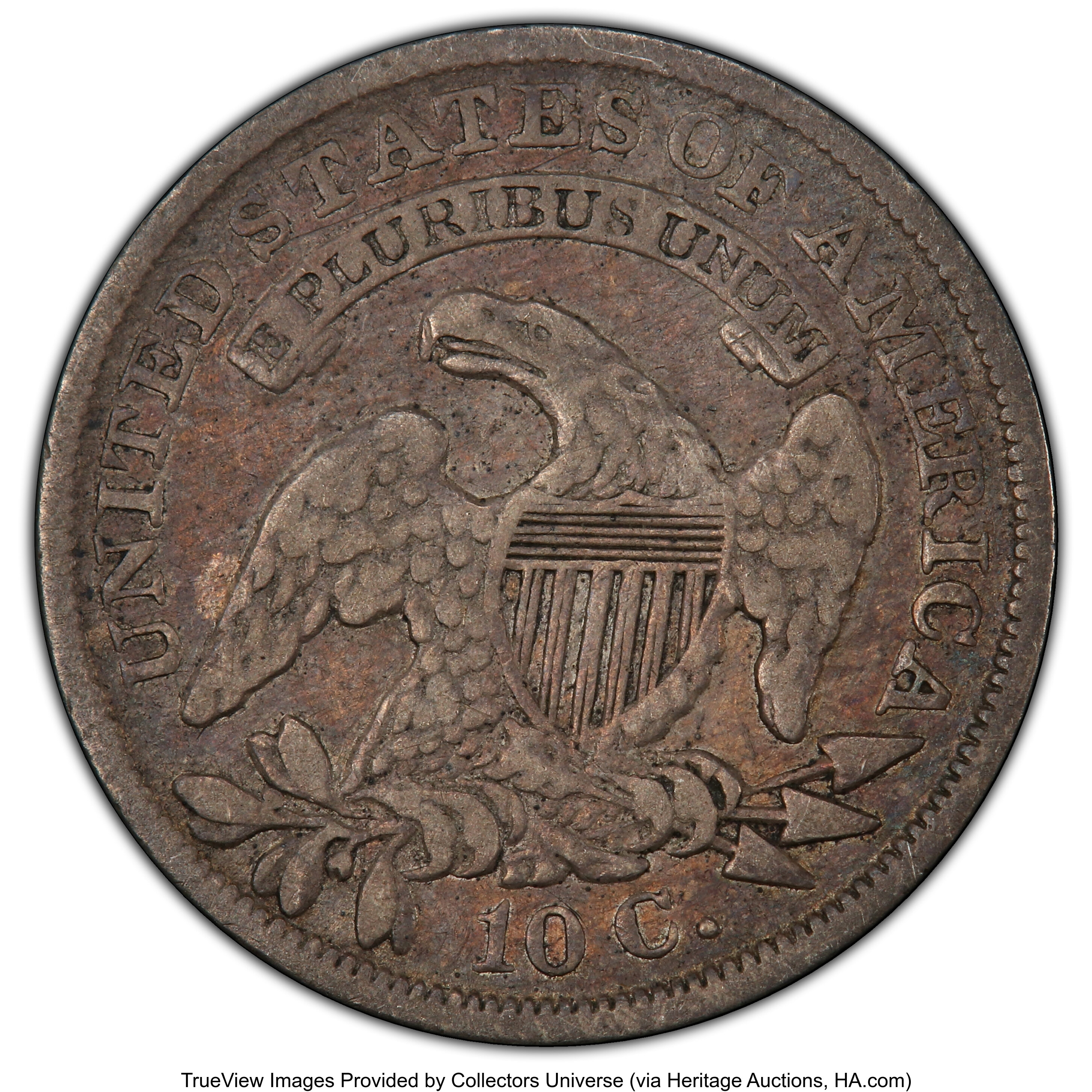 1837 10c Capped Bust G6 CAC thumbnail 21