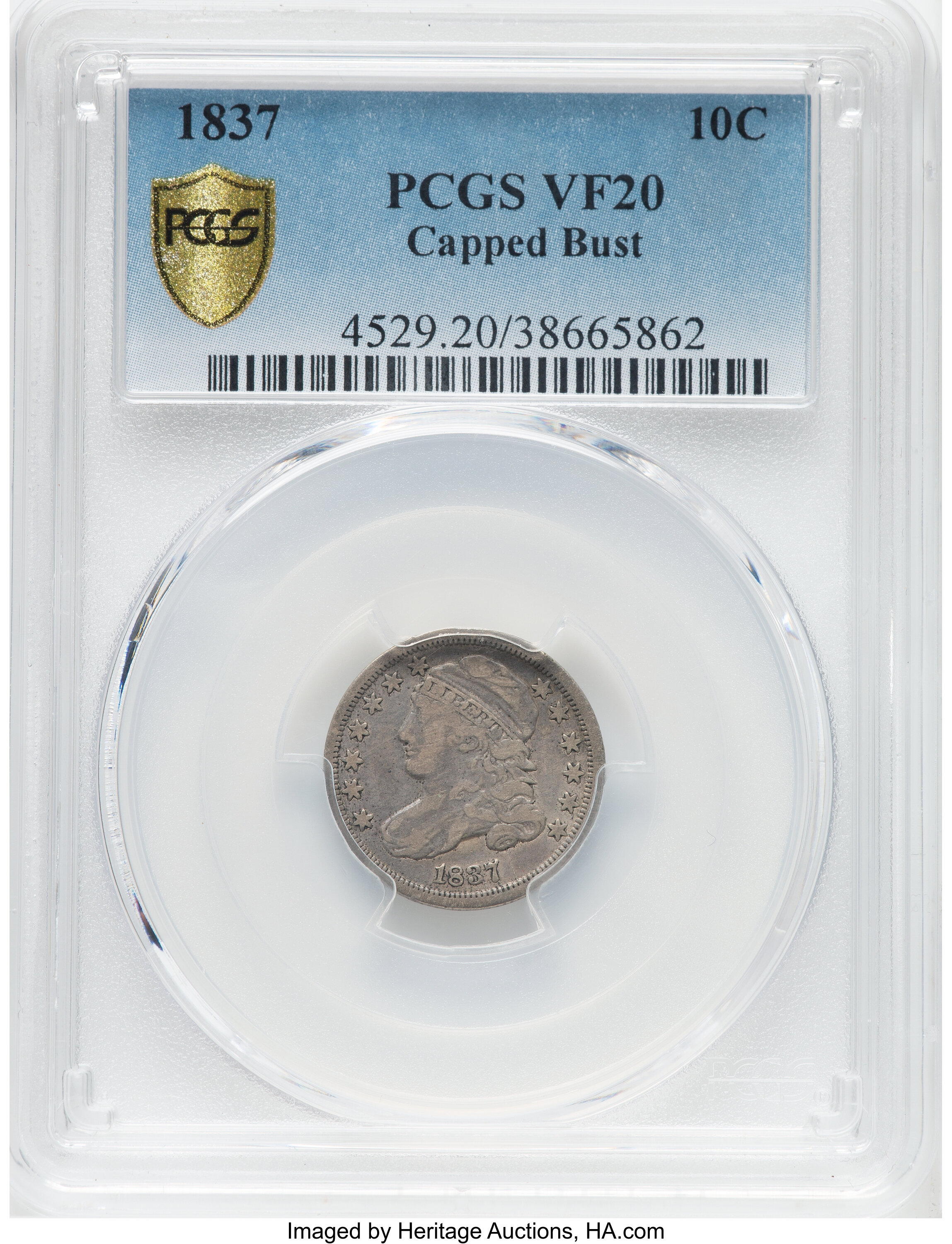1837 10c Capped Bust G6 CAC thumbnail 22