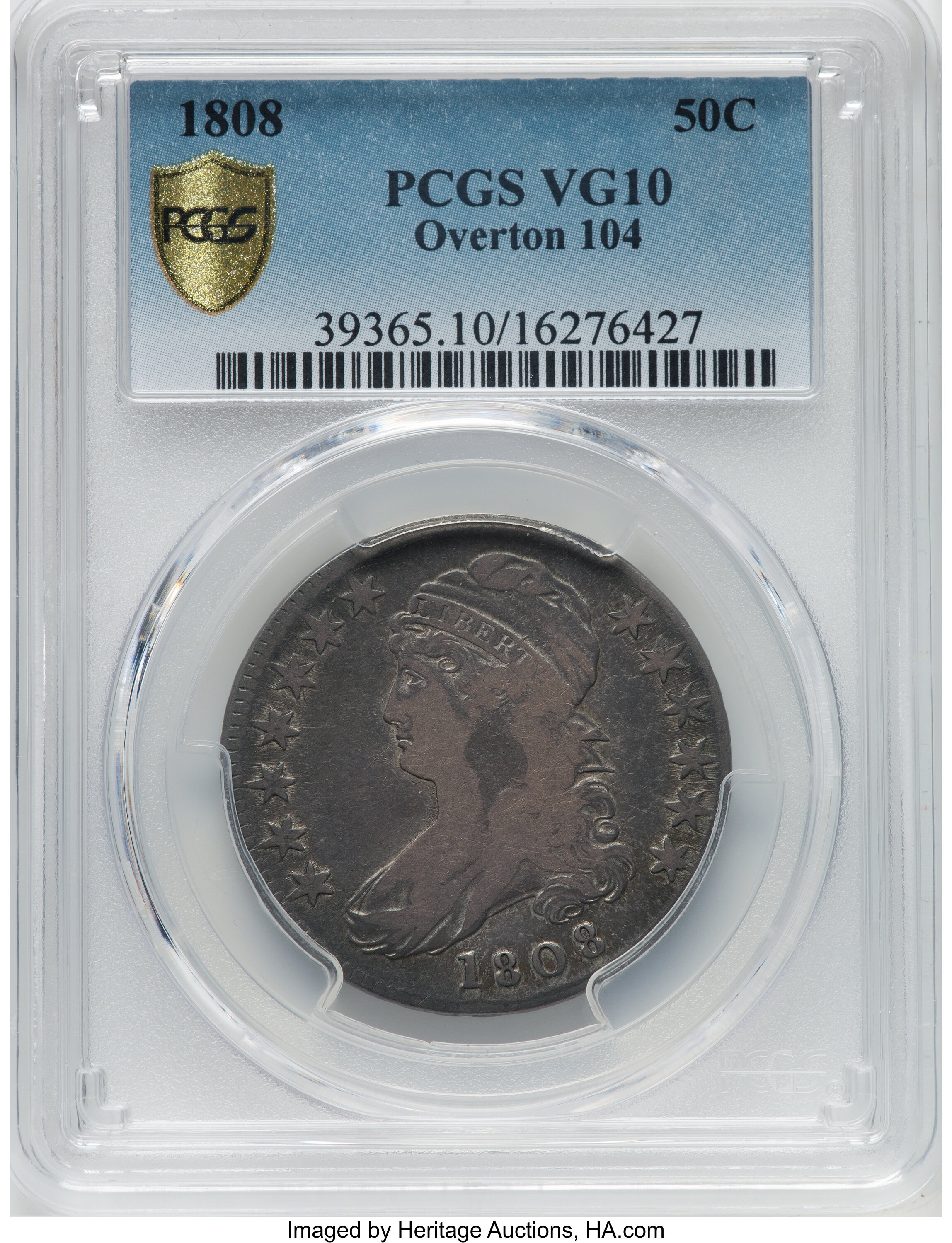 1808 50c O-104 VF25 CAC thumbnail 12
