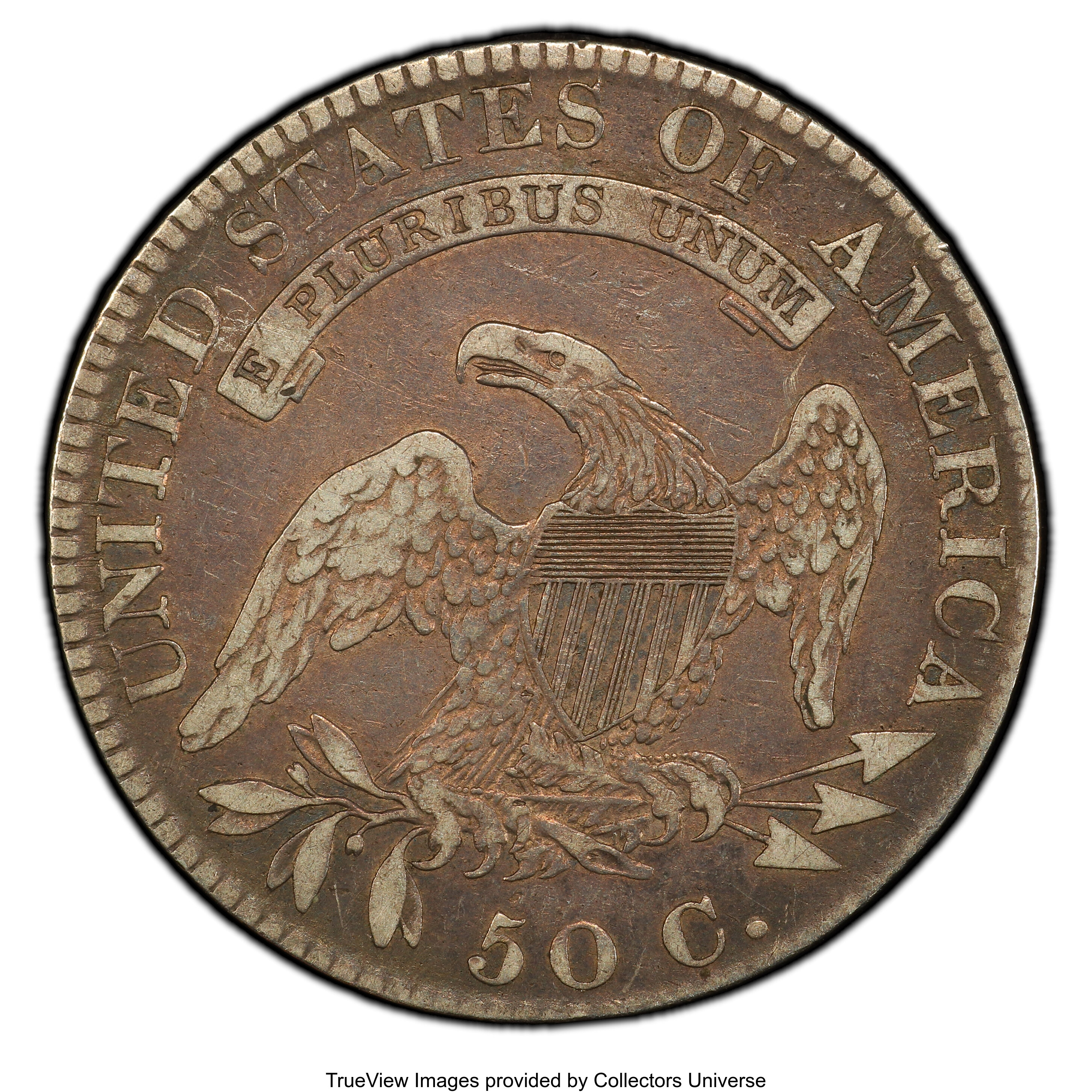 1819/8 50c Large 9, Pointed 1s, O-105 AG3 CAC thumbnail 9