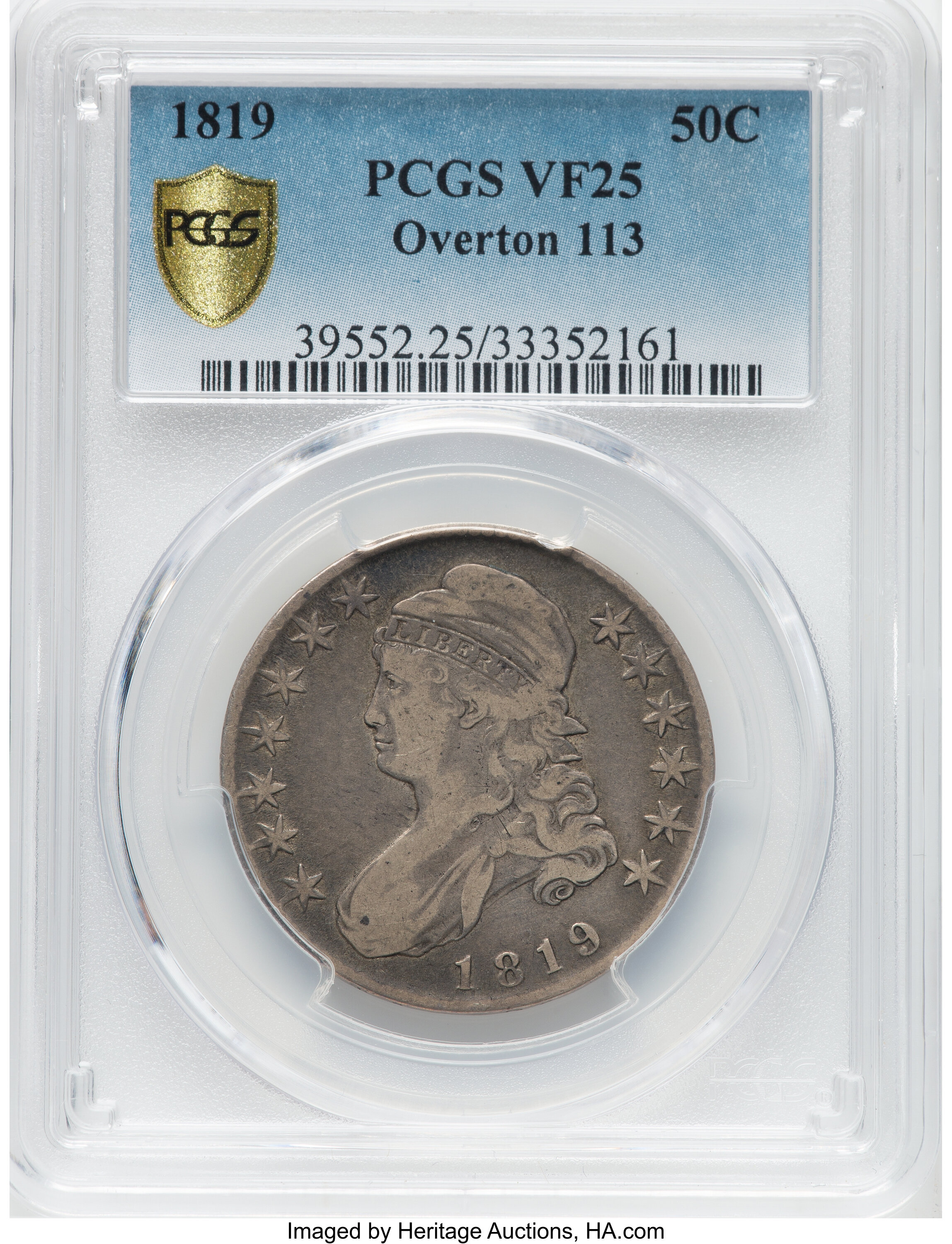 1819 50c O-113 AG3 CAC thumbnail 13