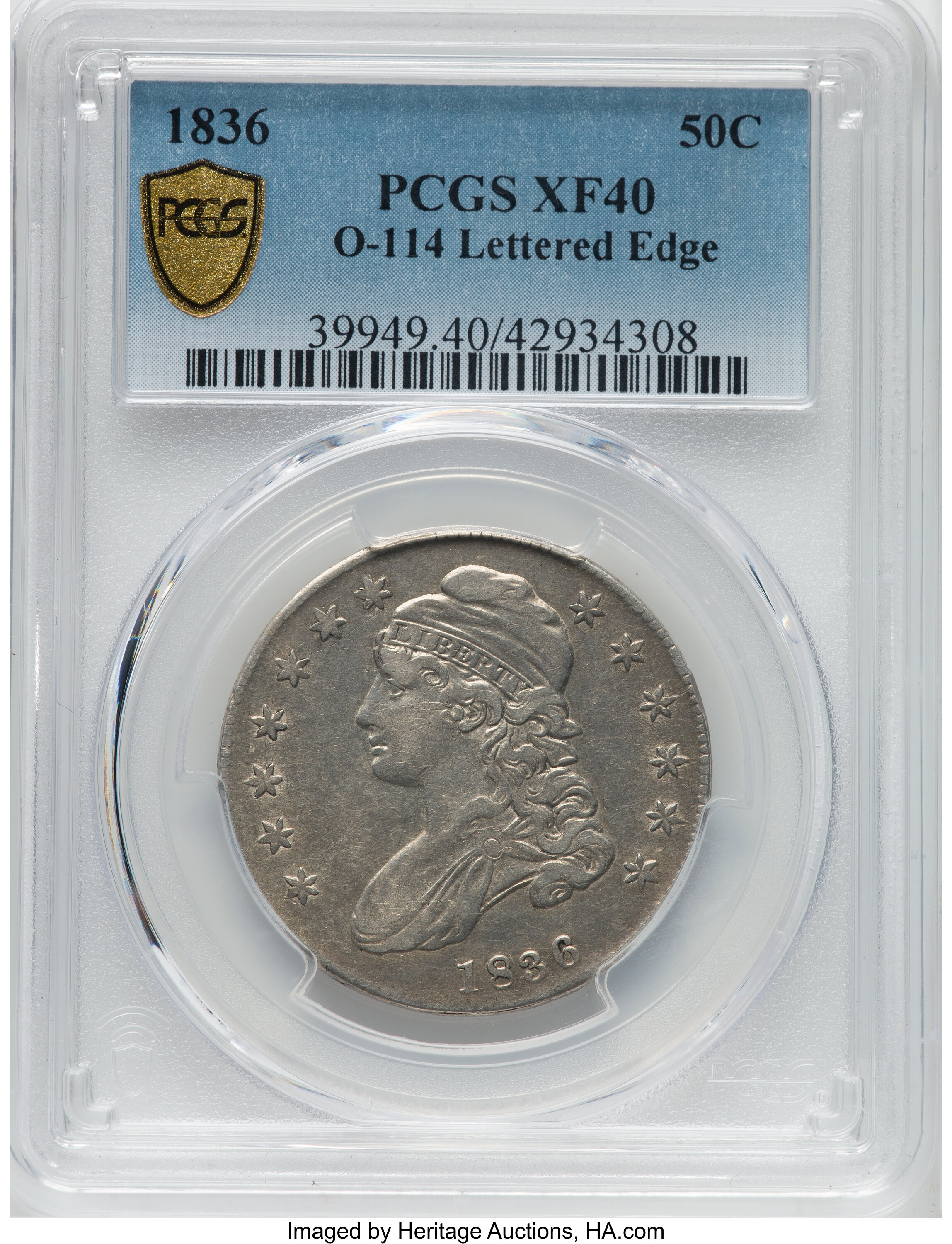 1836 50c Lettered Edge, O-114 VG10 CAC thumbnail 16