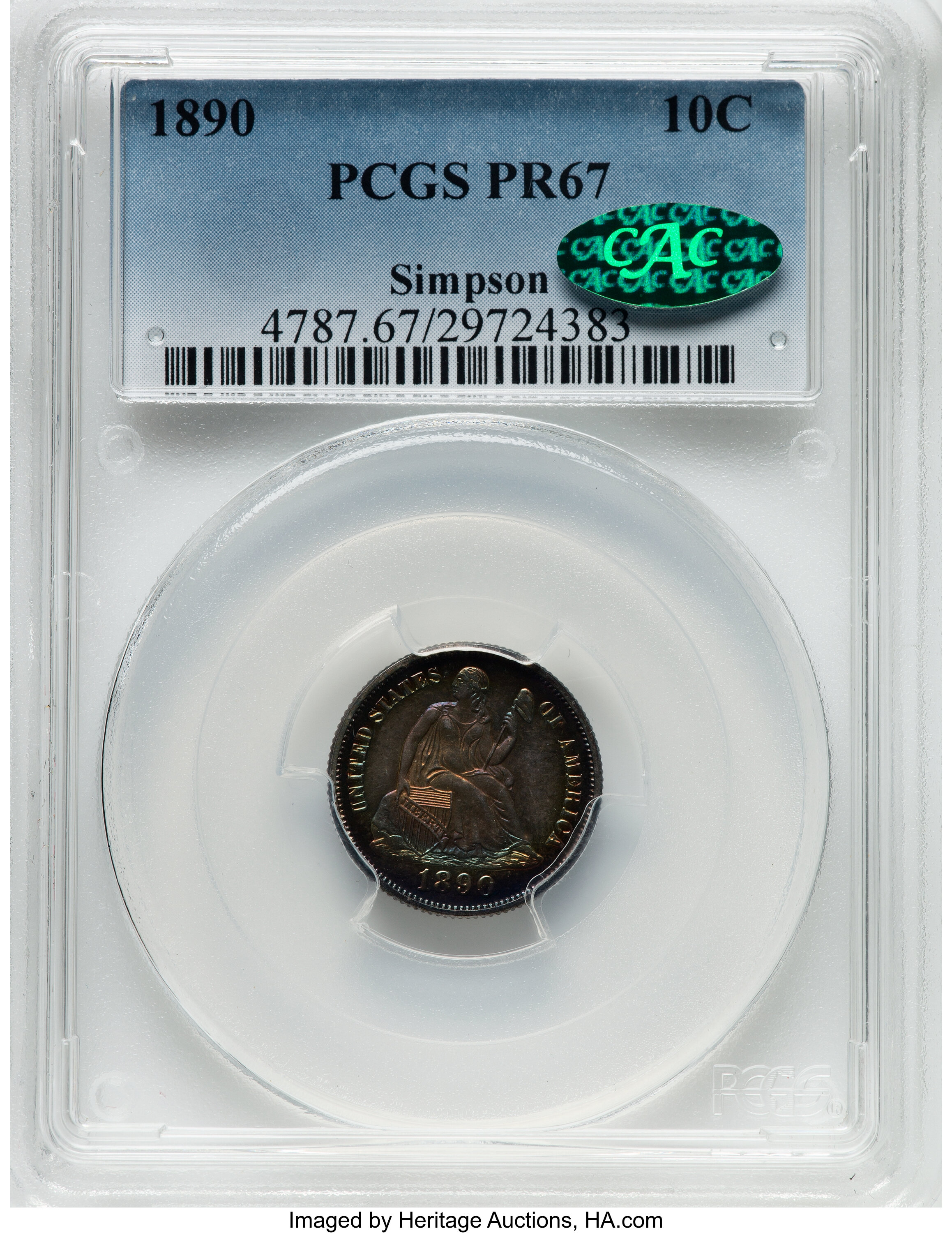 1890 10c PR67 thumbnail 8