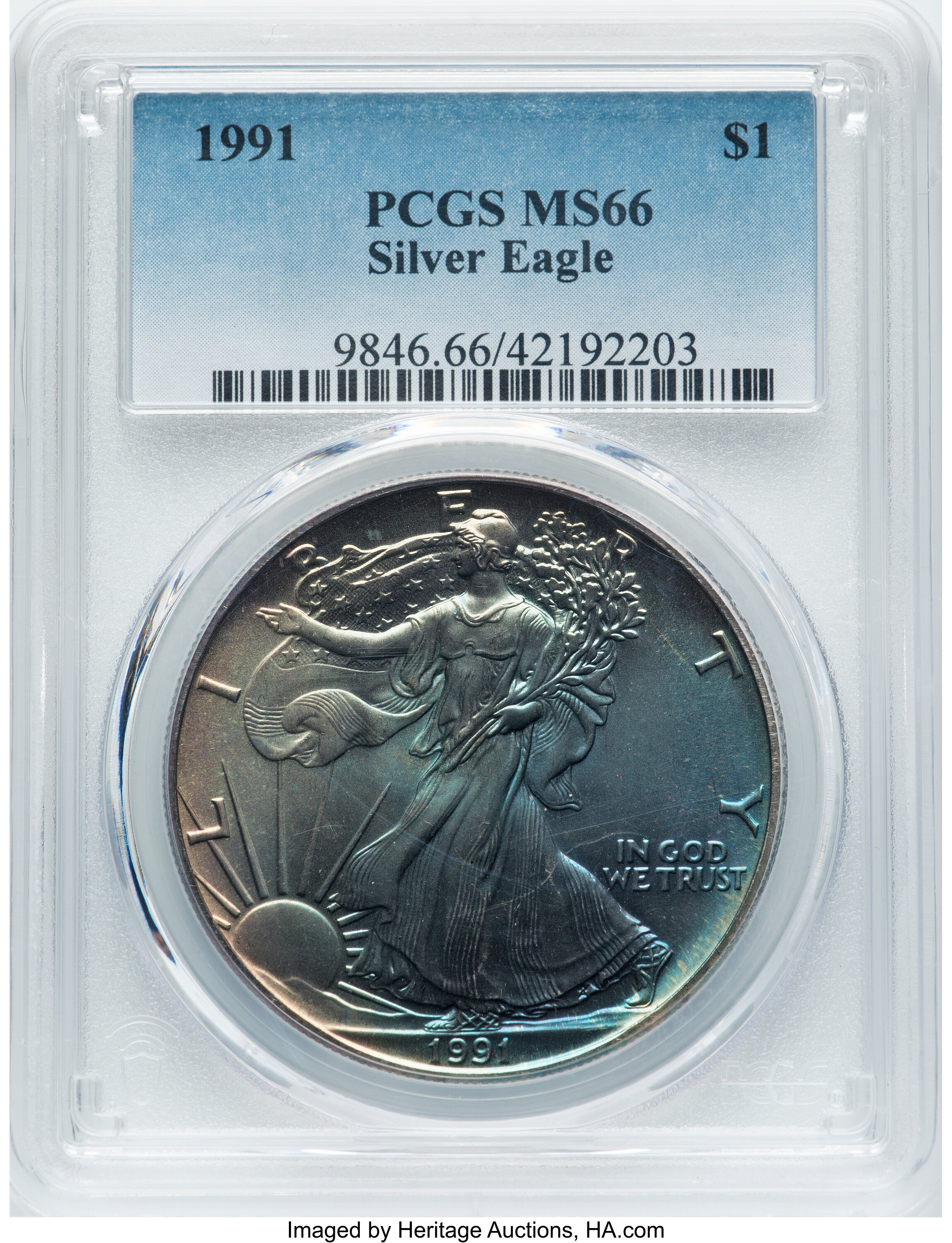 1991 $1  Silver Eagle MS63 thumbnail 16