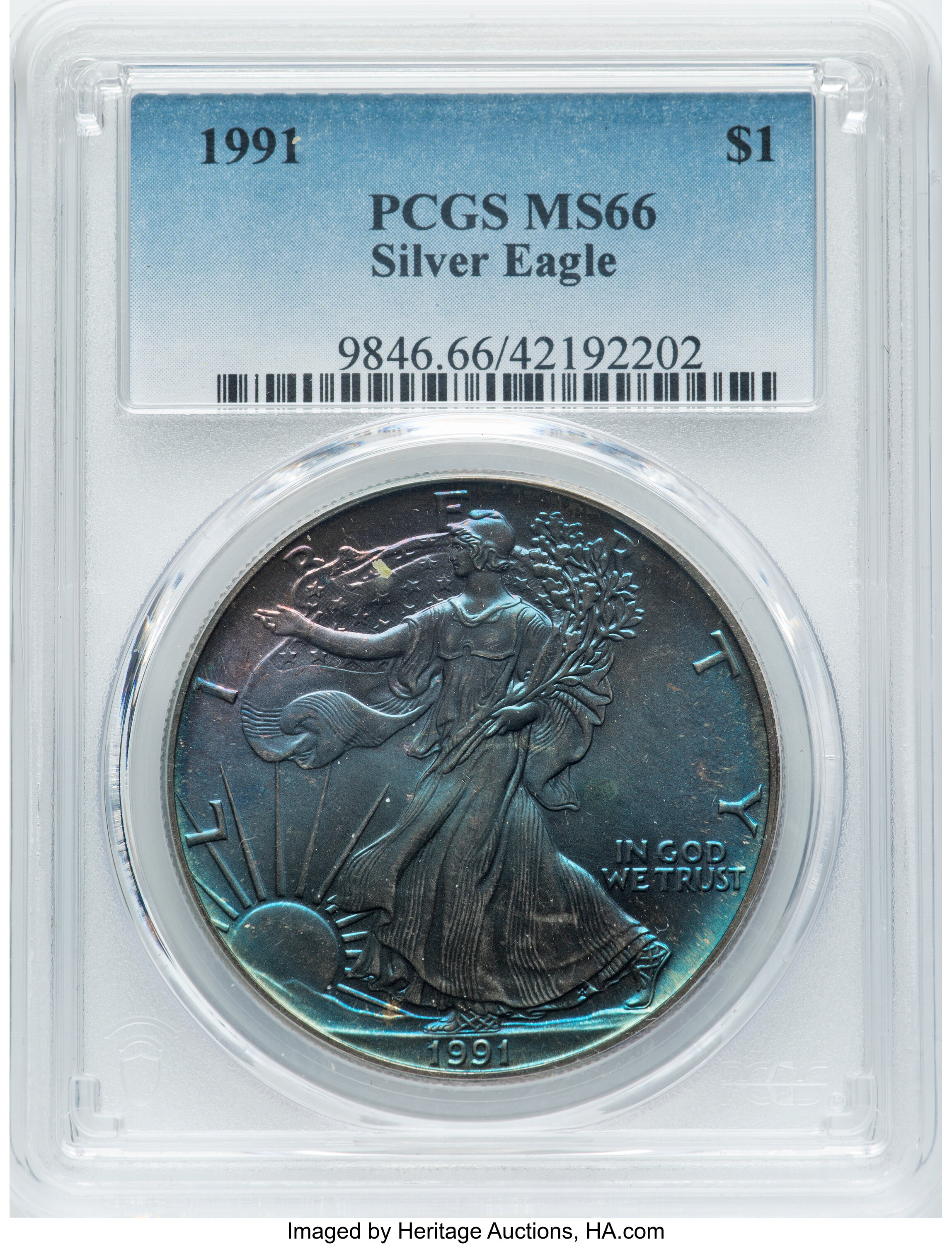 1991 $1  Silver Eagle MS63 thumbnail 12