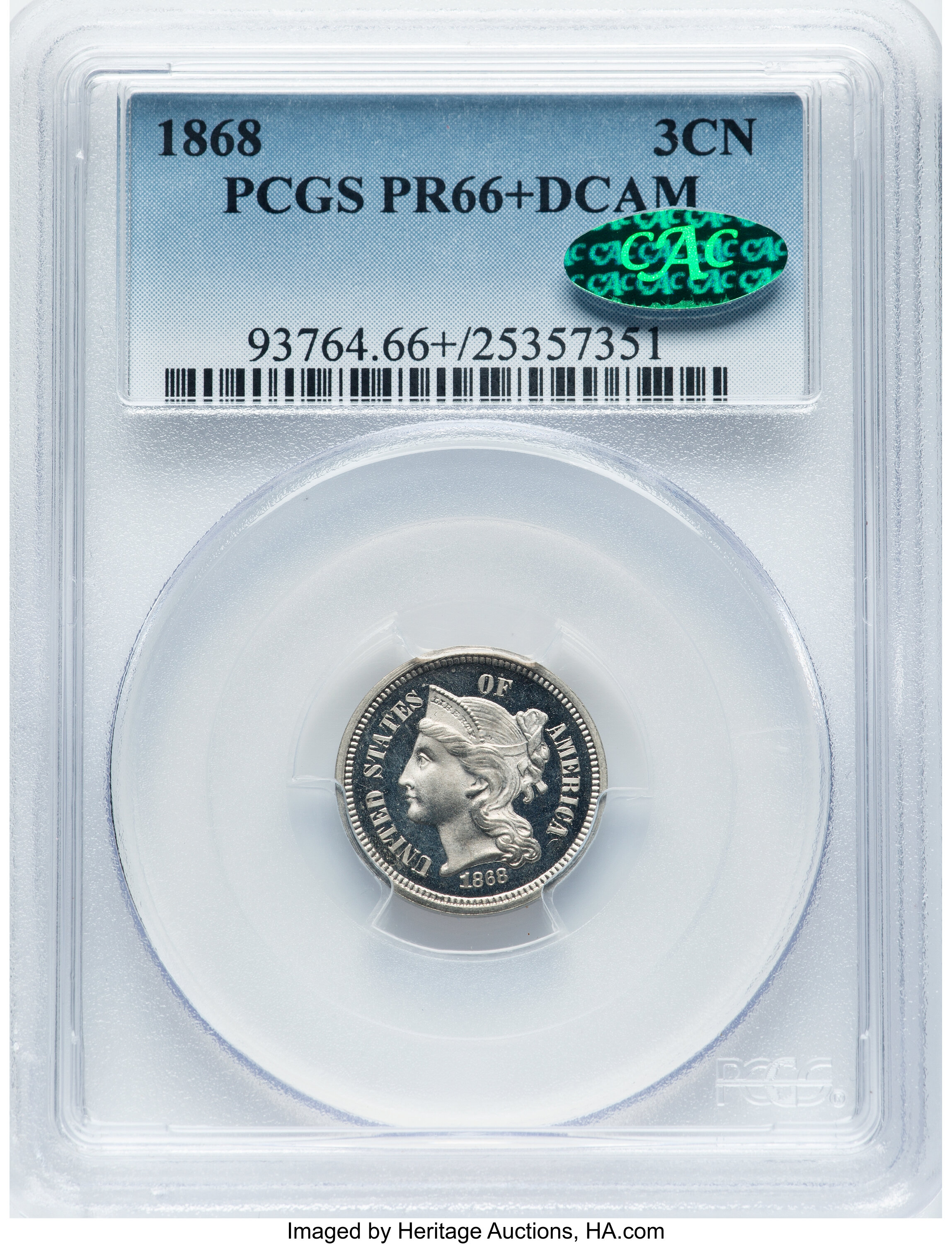 1868 3cN PR DCAM PR66 DCAM CAC thumbnail 4