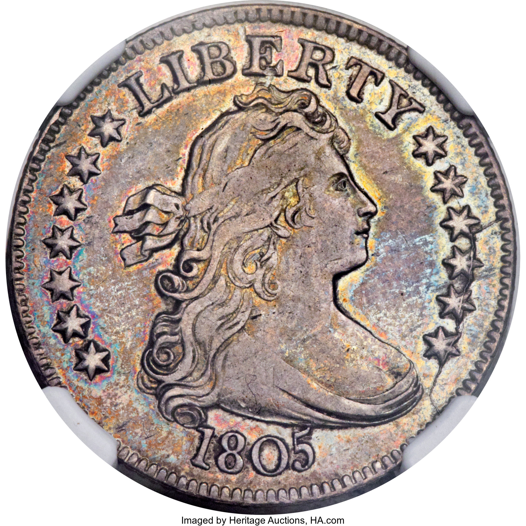 1805 25C B-2, R.2, AU50 NGC. CAC. ...
