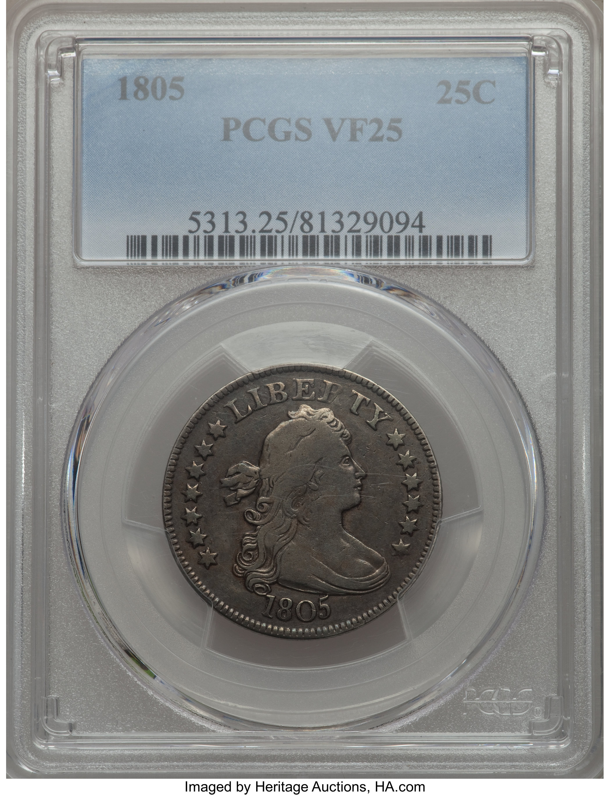 1805 25C B-2, R.2, VF25 PCGS. ...