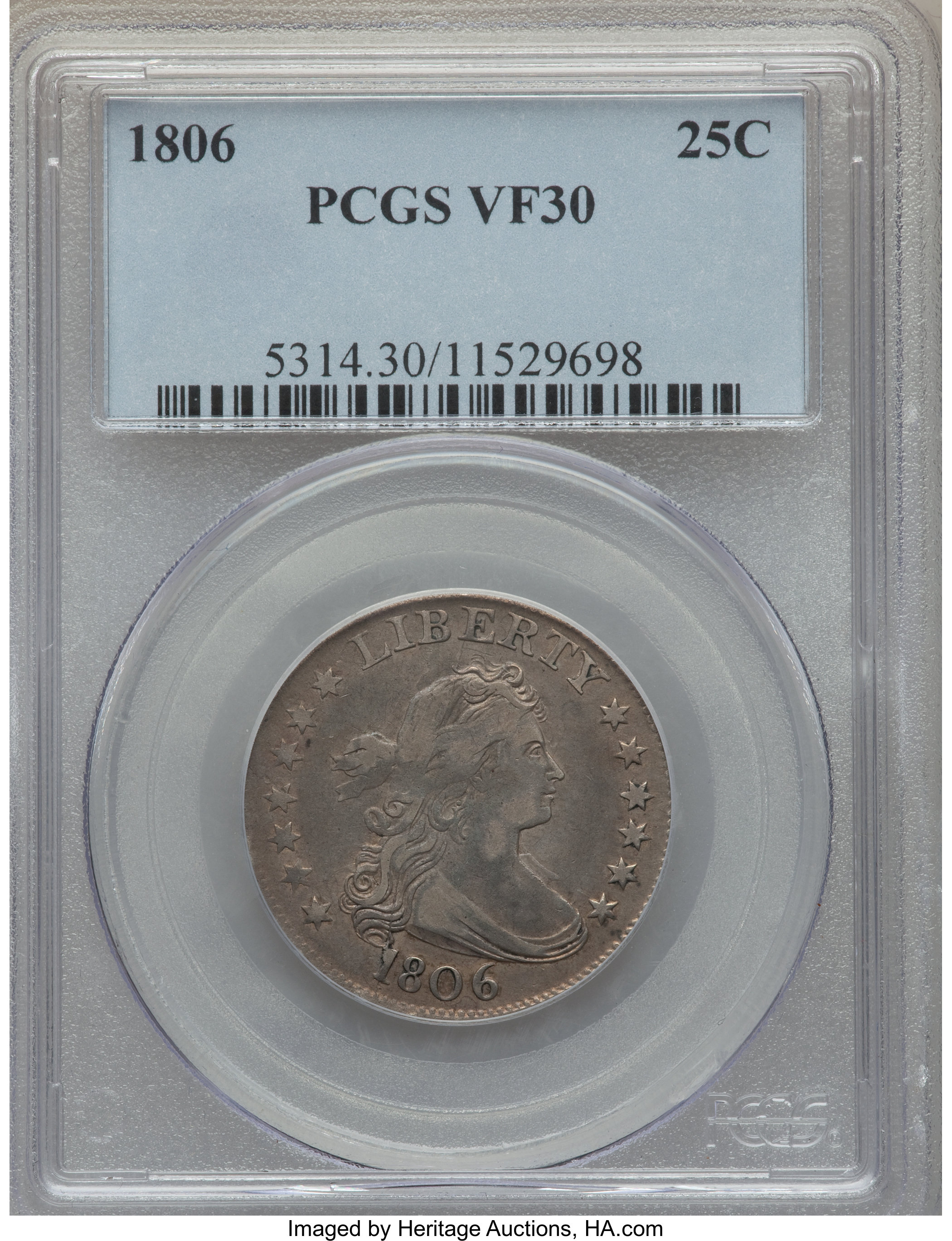 1806 25C B-9, R.1, VF30 PCGS. ...