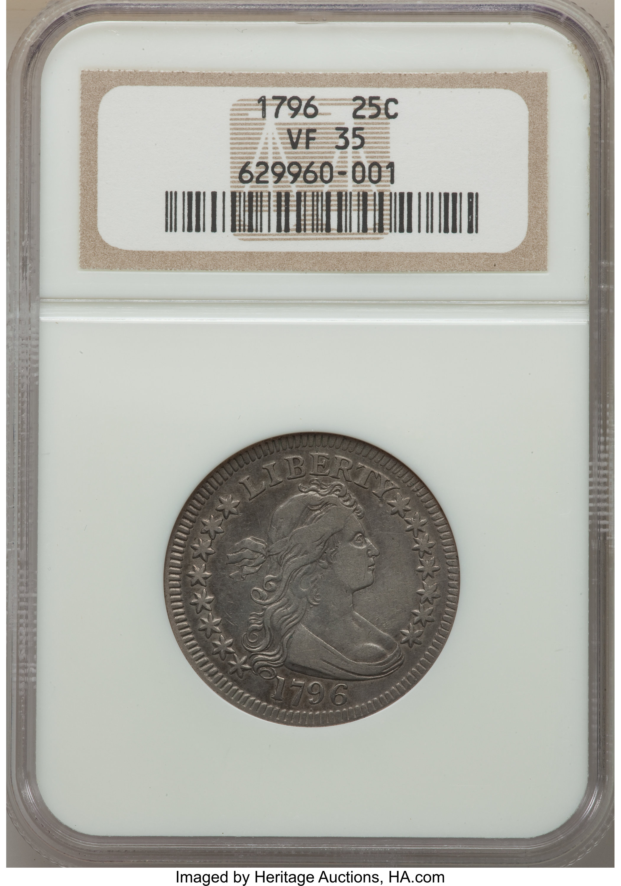 1796 25c B-1 VF35 CAC thumbnail 3