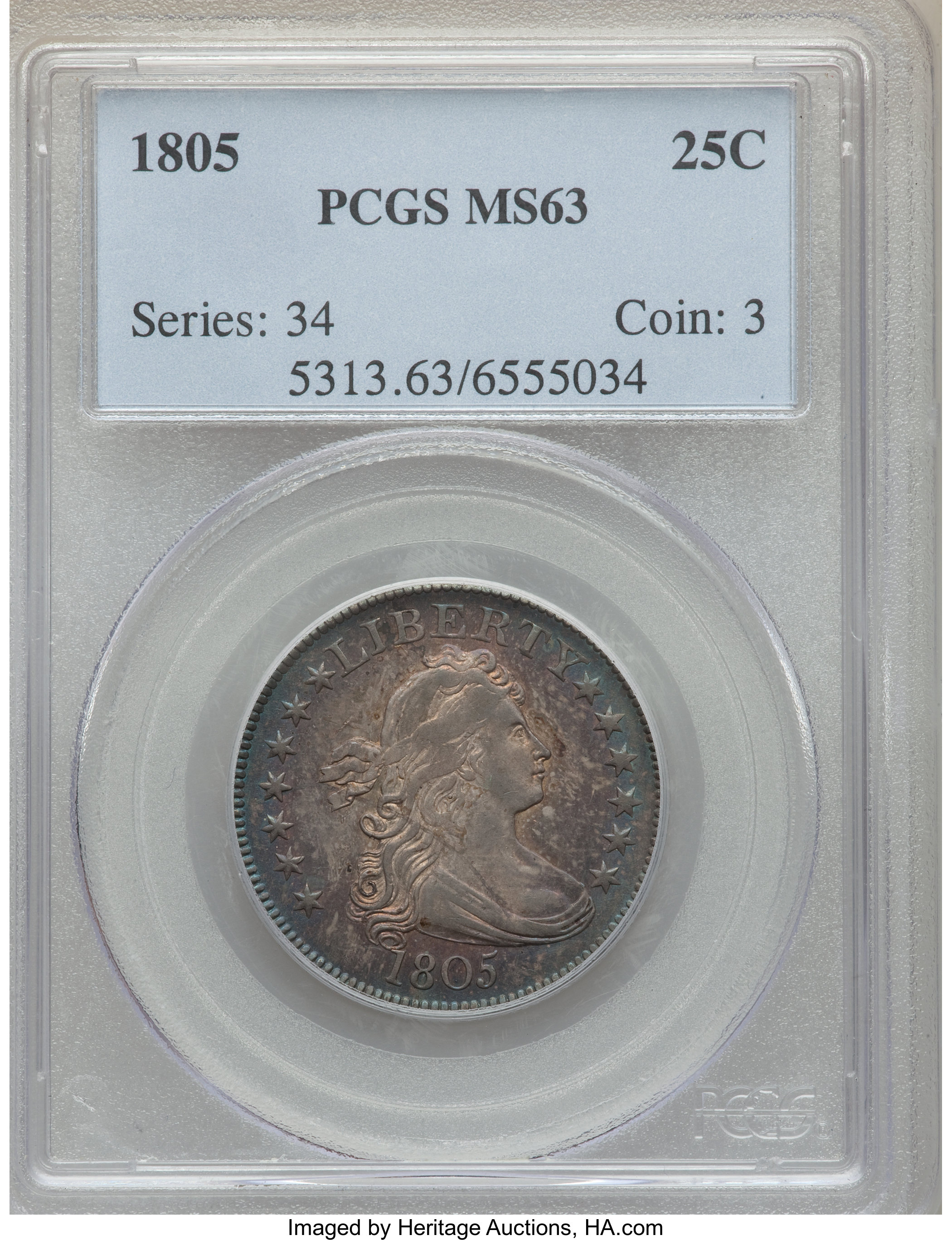 1805 25c B-4 MS63 CAC thumbnail 8