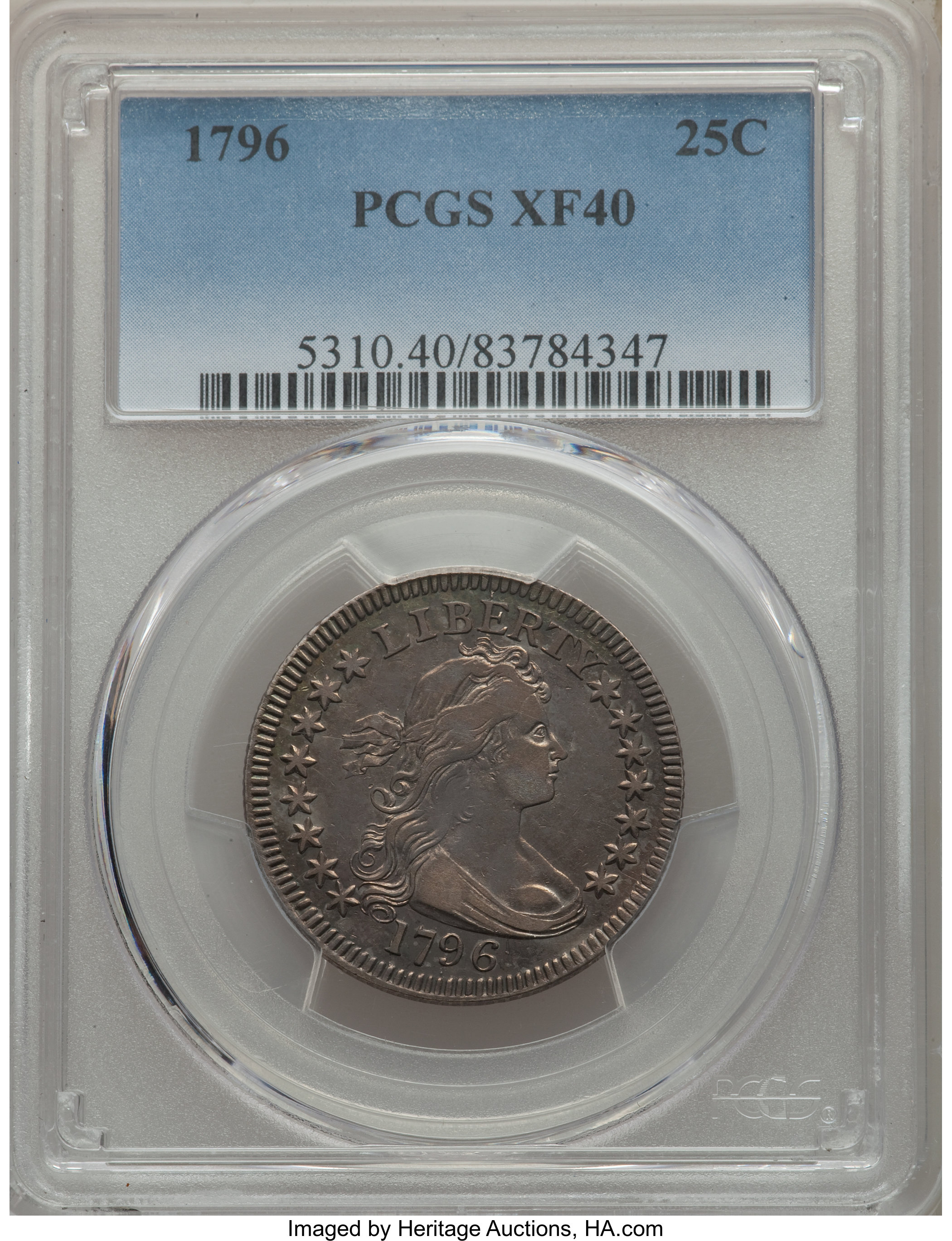 1796 25c B-1 XF40 CAC thumbnail 4