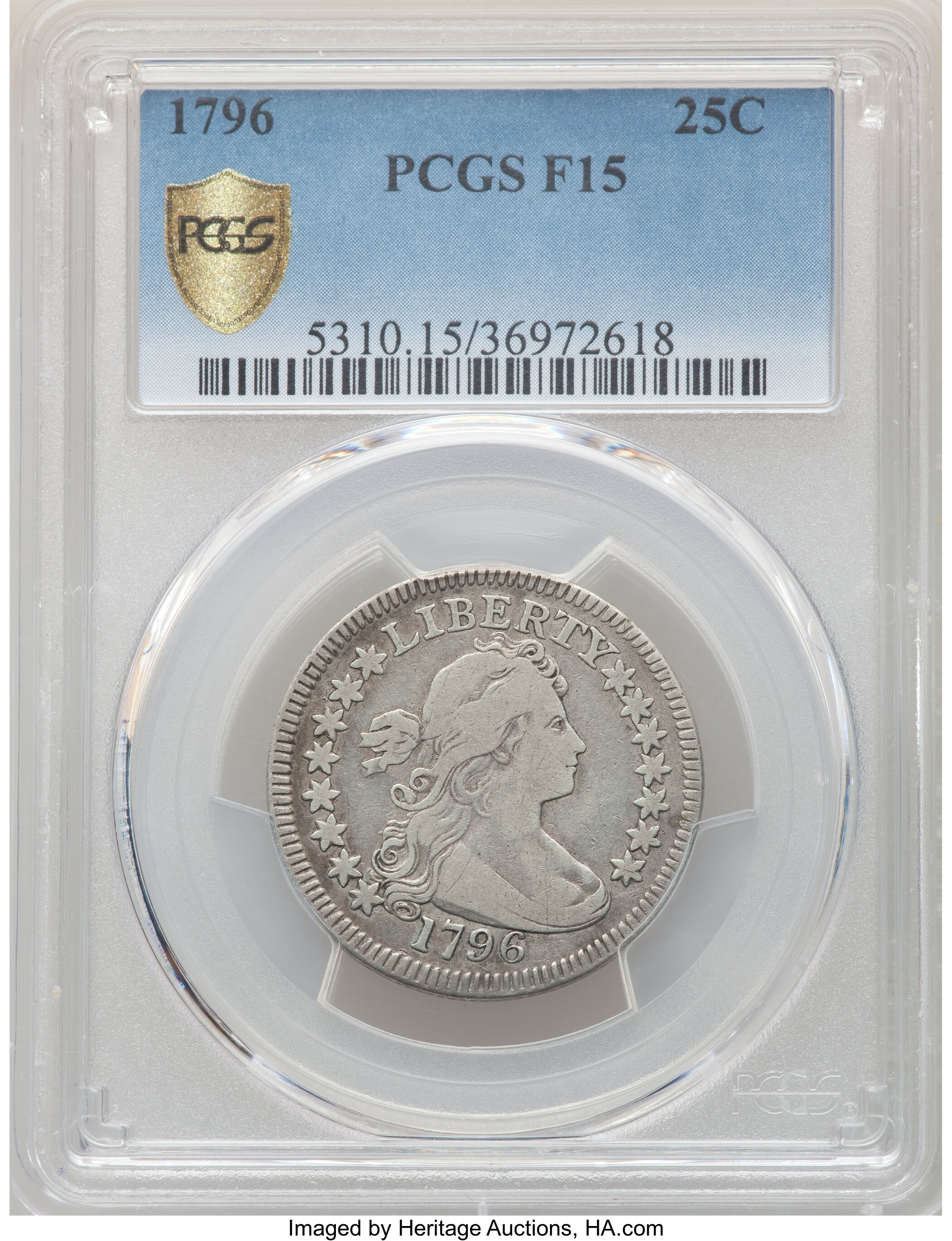 Draped Bust Quarter 25c Small Eagle, 1796 [Type] F15 thumbnail 3