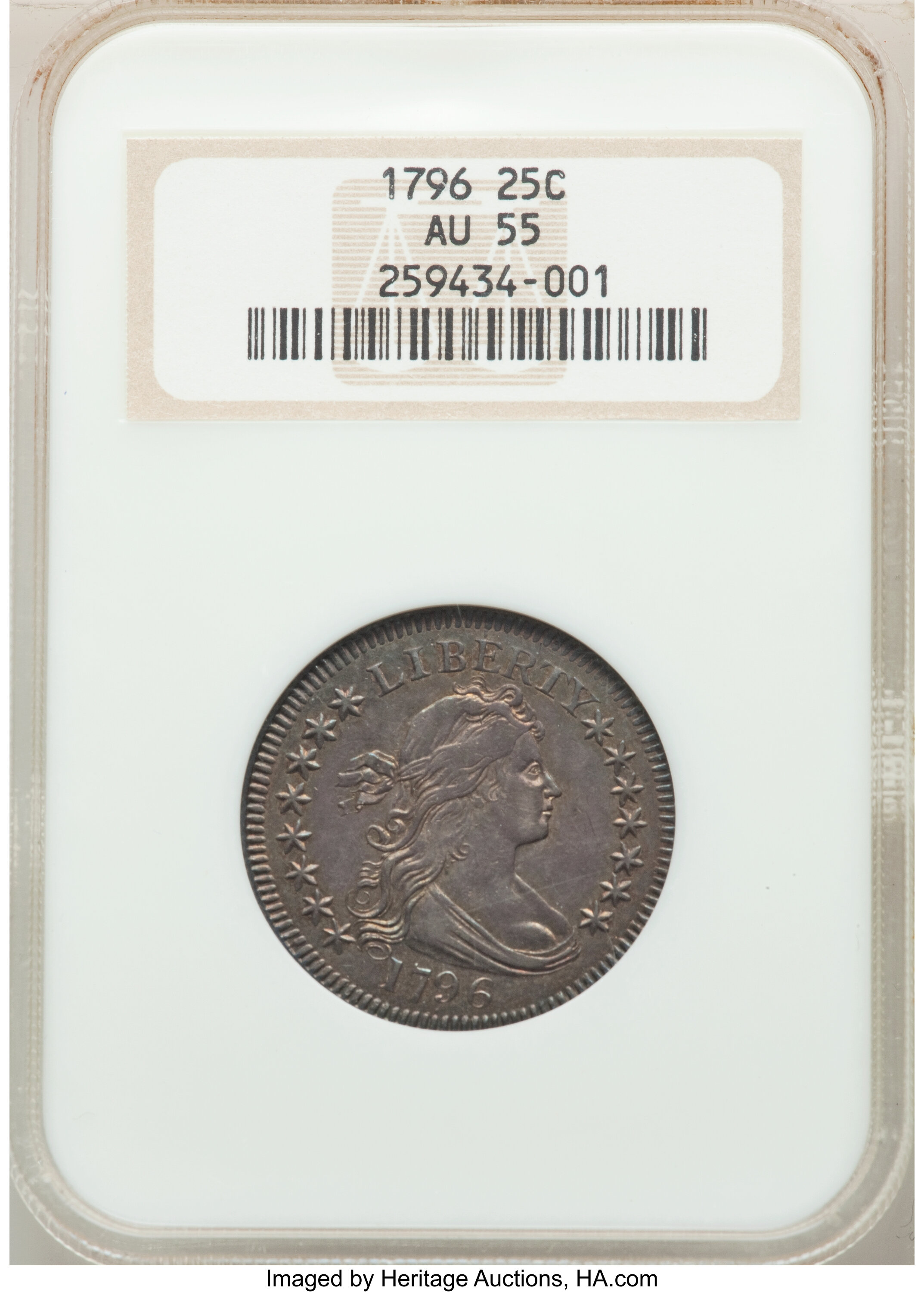 1796 25c B-1 AU55 CAC thumbnail 3