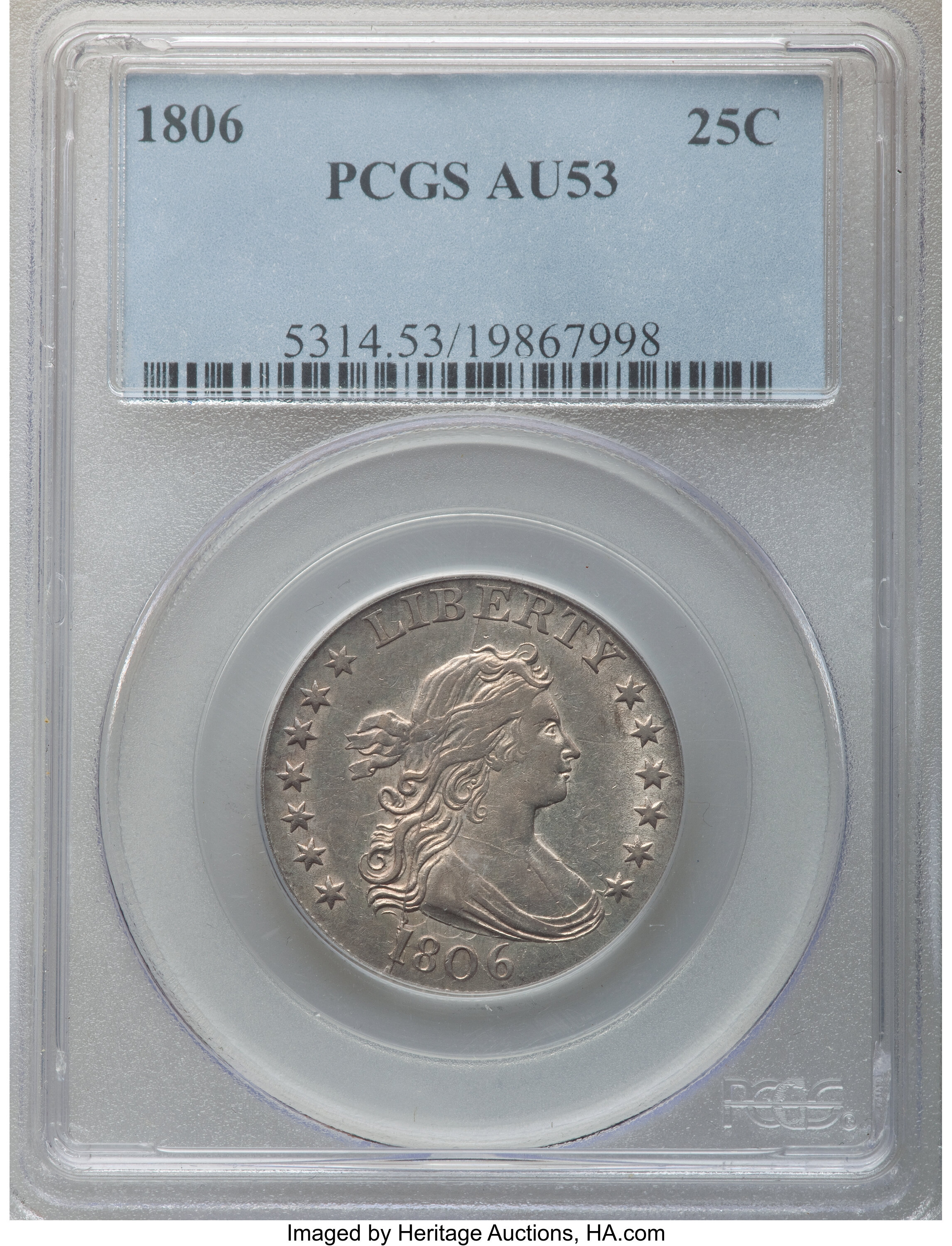 1806 25c B-9 VF35 CAC thumbnail 20