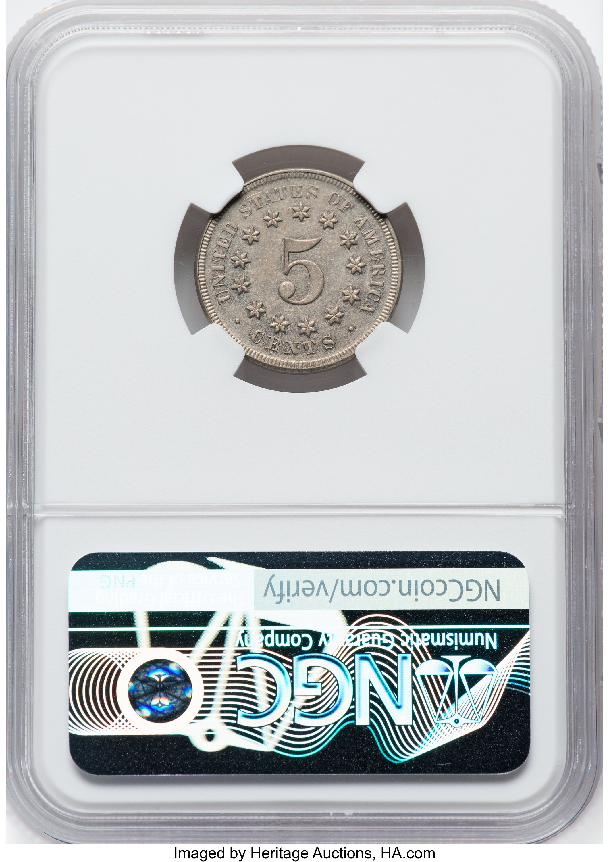 1867 5c No Rays XF40 CAC thumbnail 4