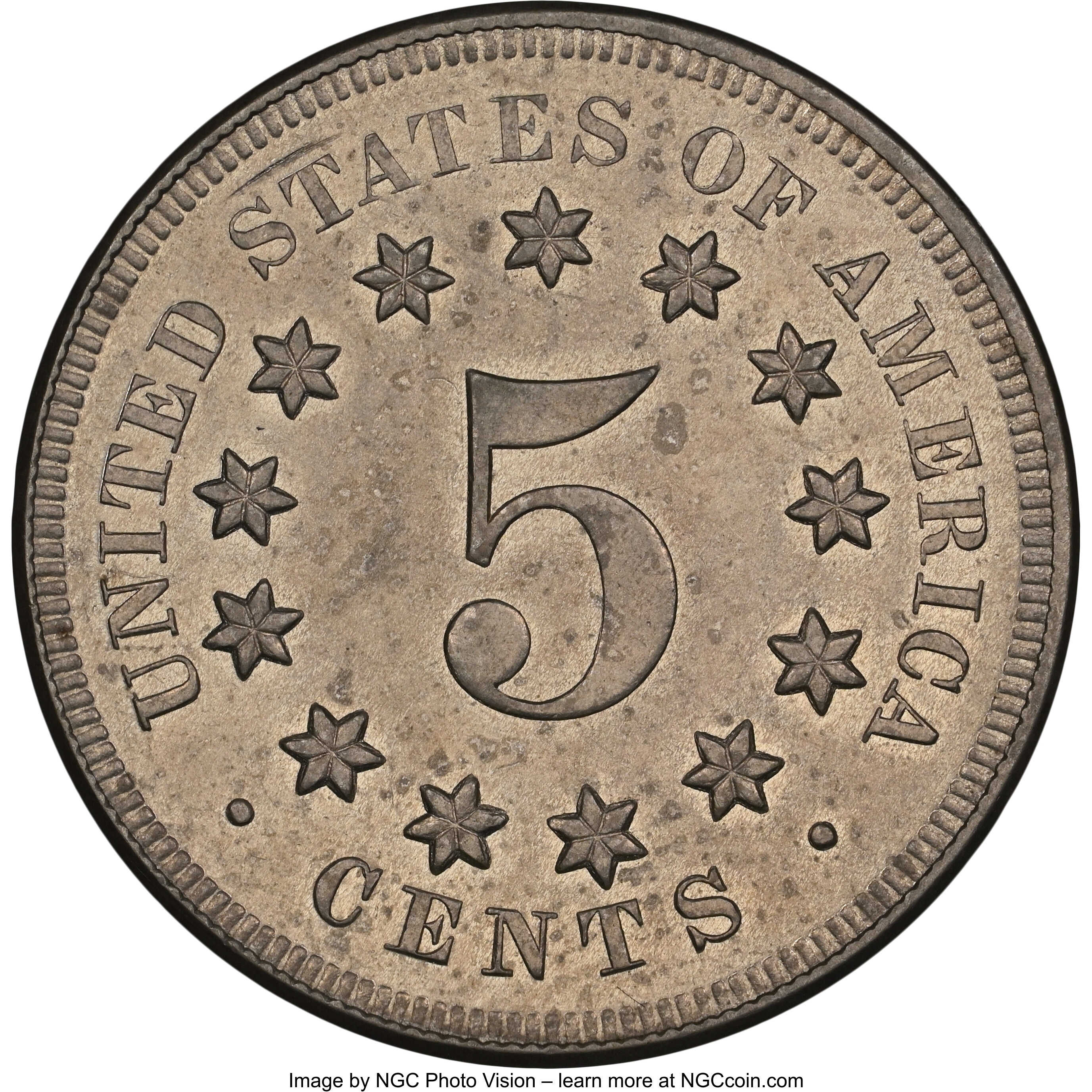 1867 5c No Rays XF40 CAC thumbnail 5