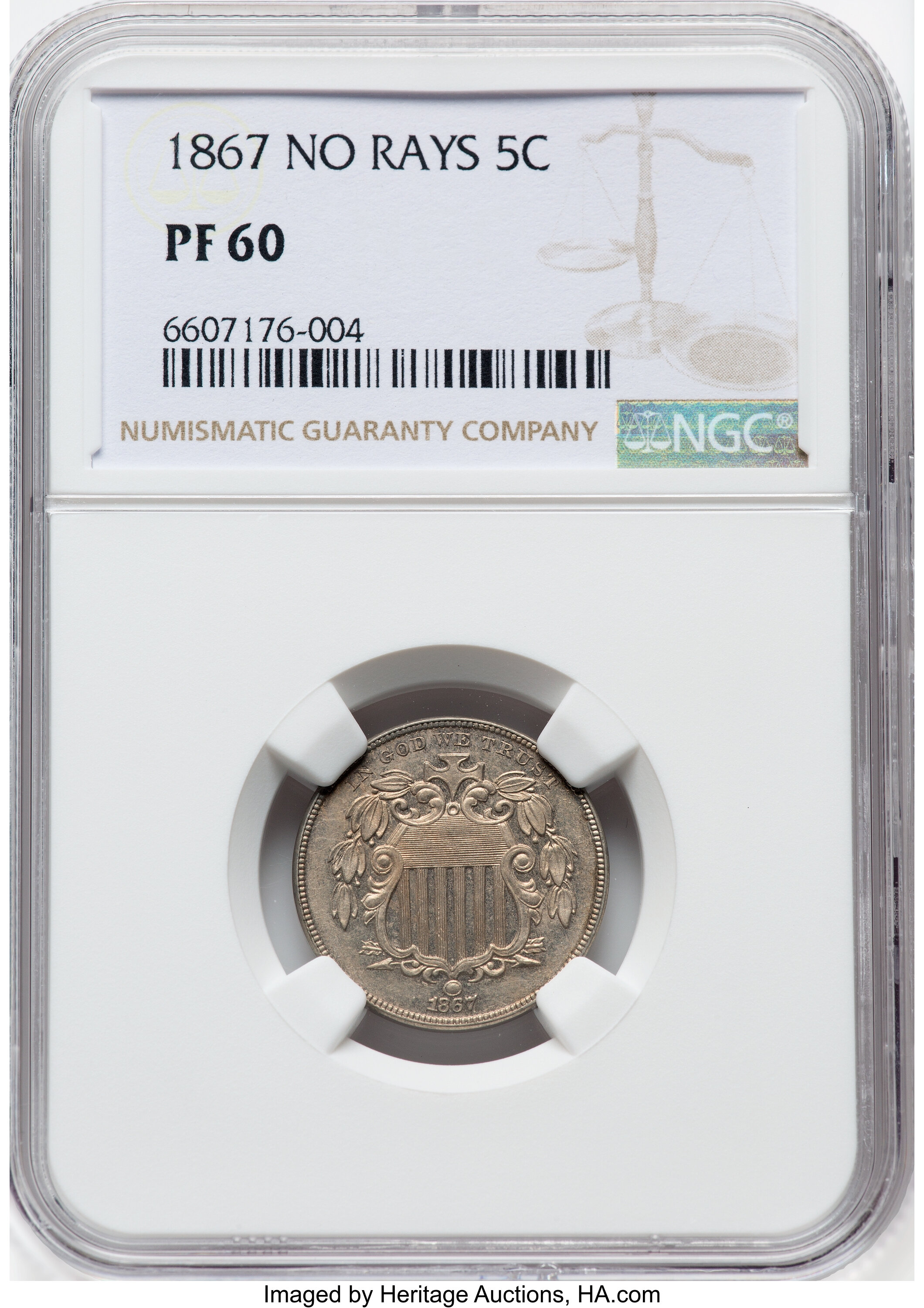 1867 5c No Rays XF40 CAC thumbnail 6