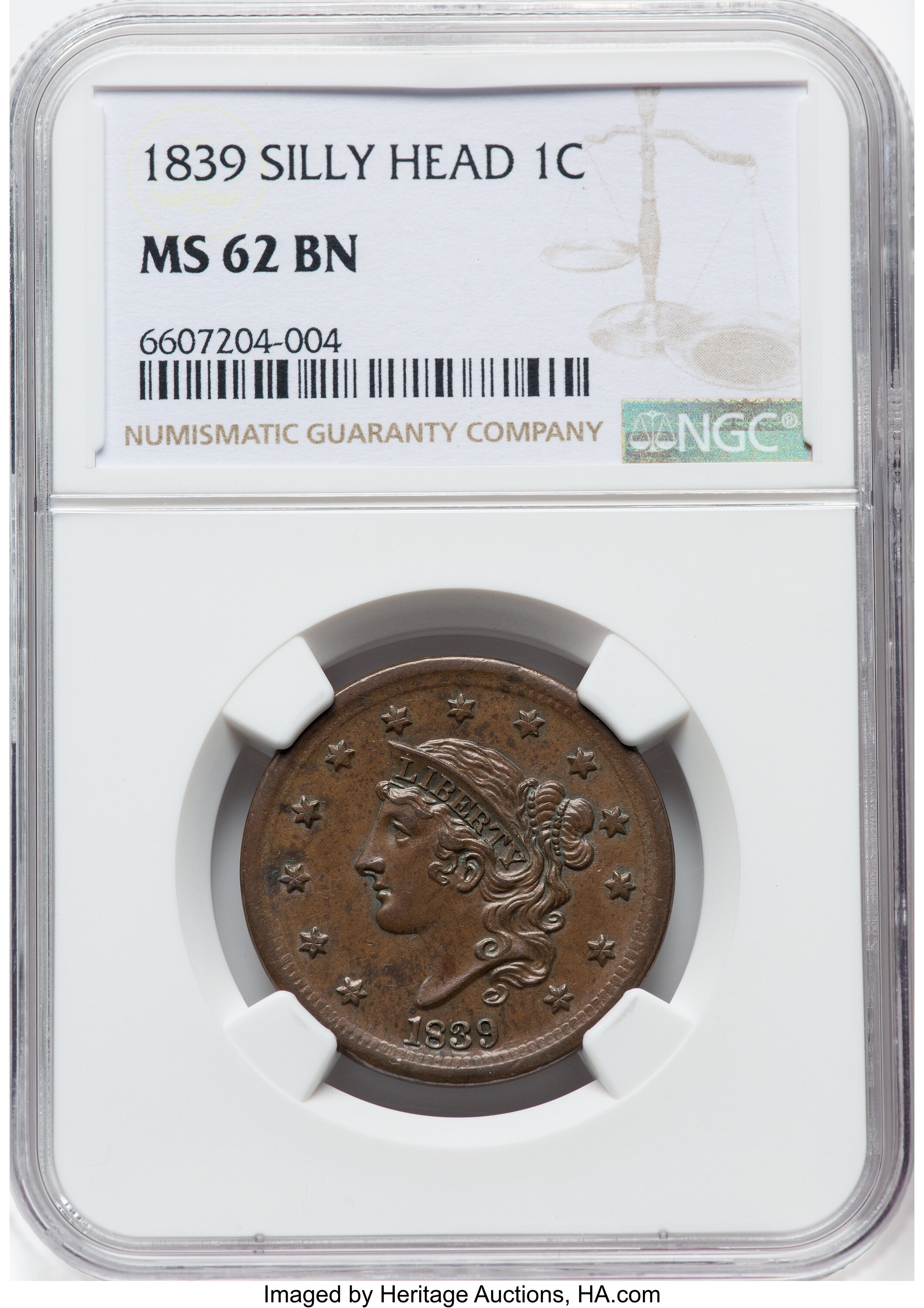 1839 Silly Head Cent MS Values | Greysheet