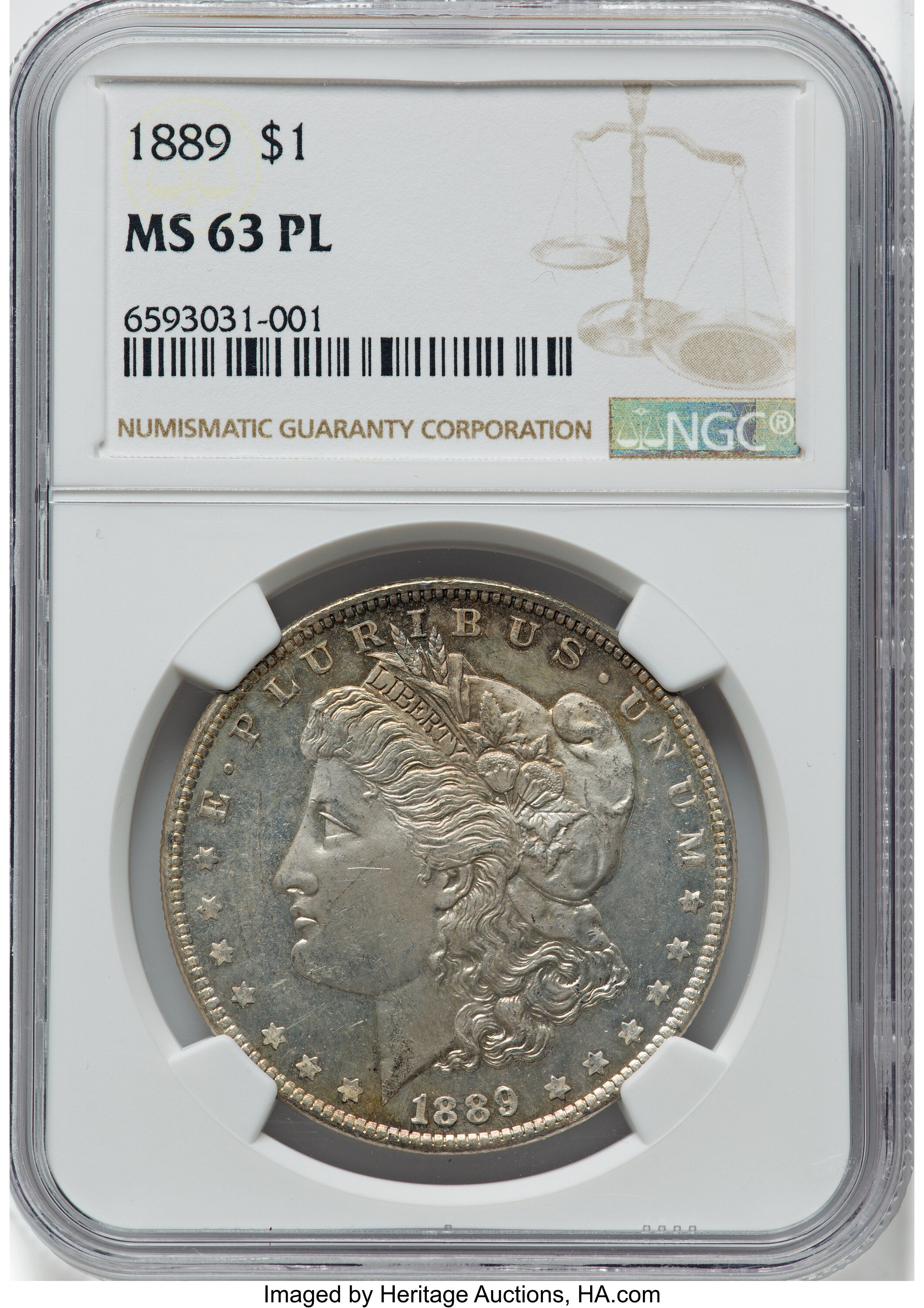 1889 $1 MS63 Prooflike NGC. NGC Census: (146/154). PCGS Population: (163/160). CDN: $137.50.Whsle. Bid for NGC/PCGS MS63. M...