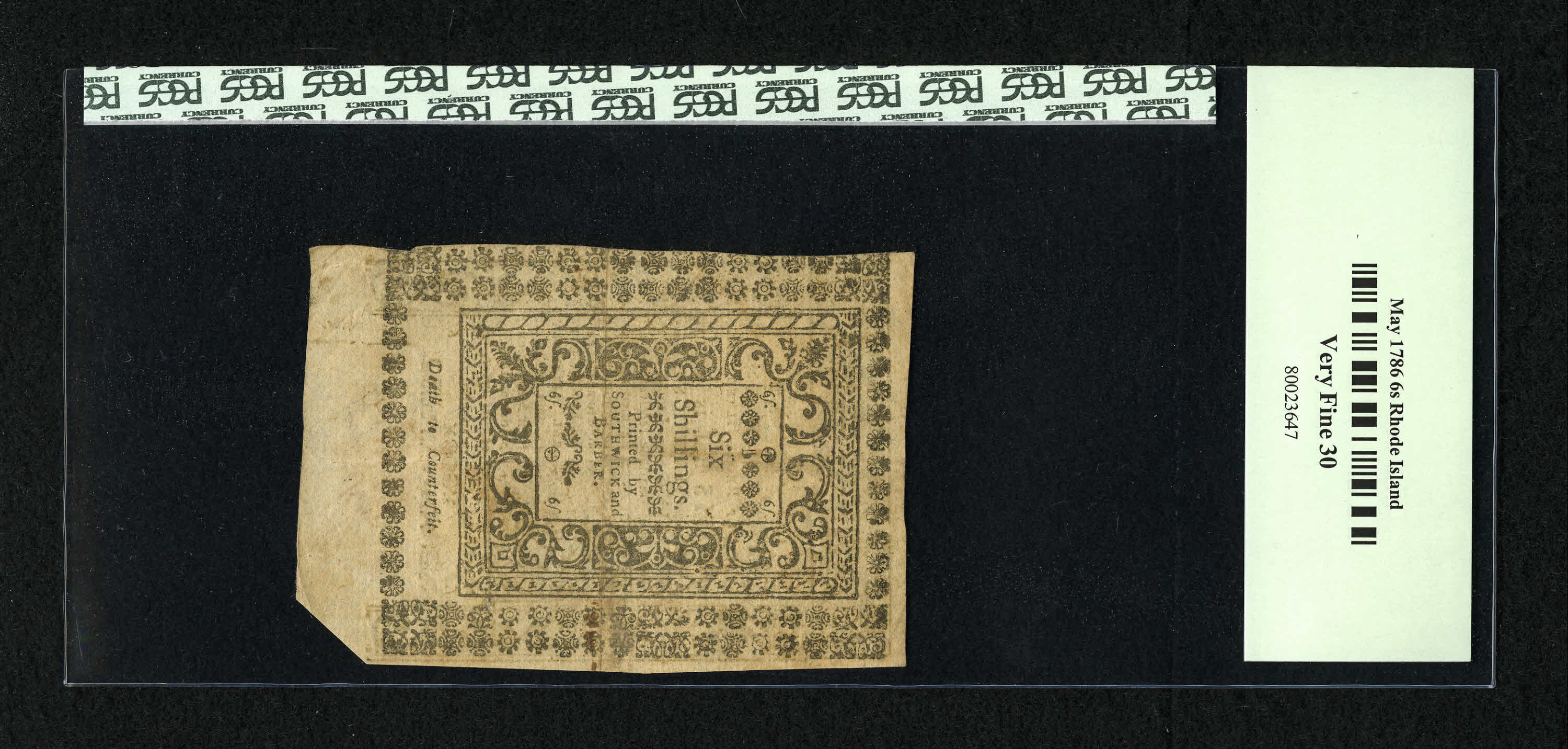 May 1786 6s Rhode Island (Fr. RI296) thumbnail 16