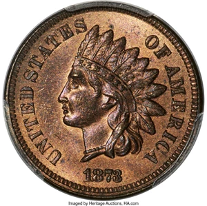 image for: 1873 1C Doubled LIBERTY, Snow-1b, FS-101, Closed 3 MS64 Red and Brown PCGS. CAC. Like the 1916 Buffalo nickel or 1955 Linco...