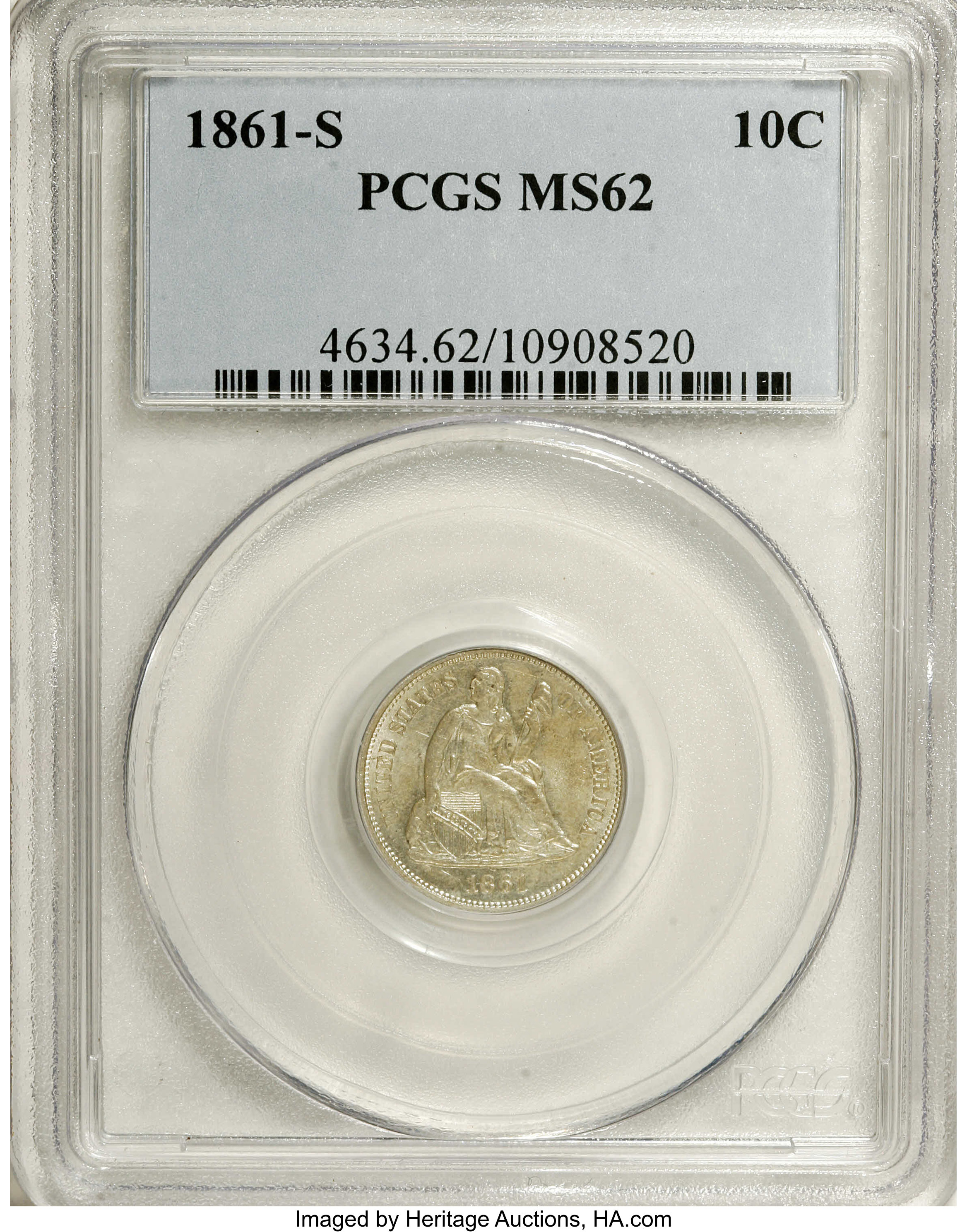 1861-S 10c MS63 thumbnail 6