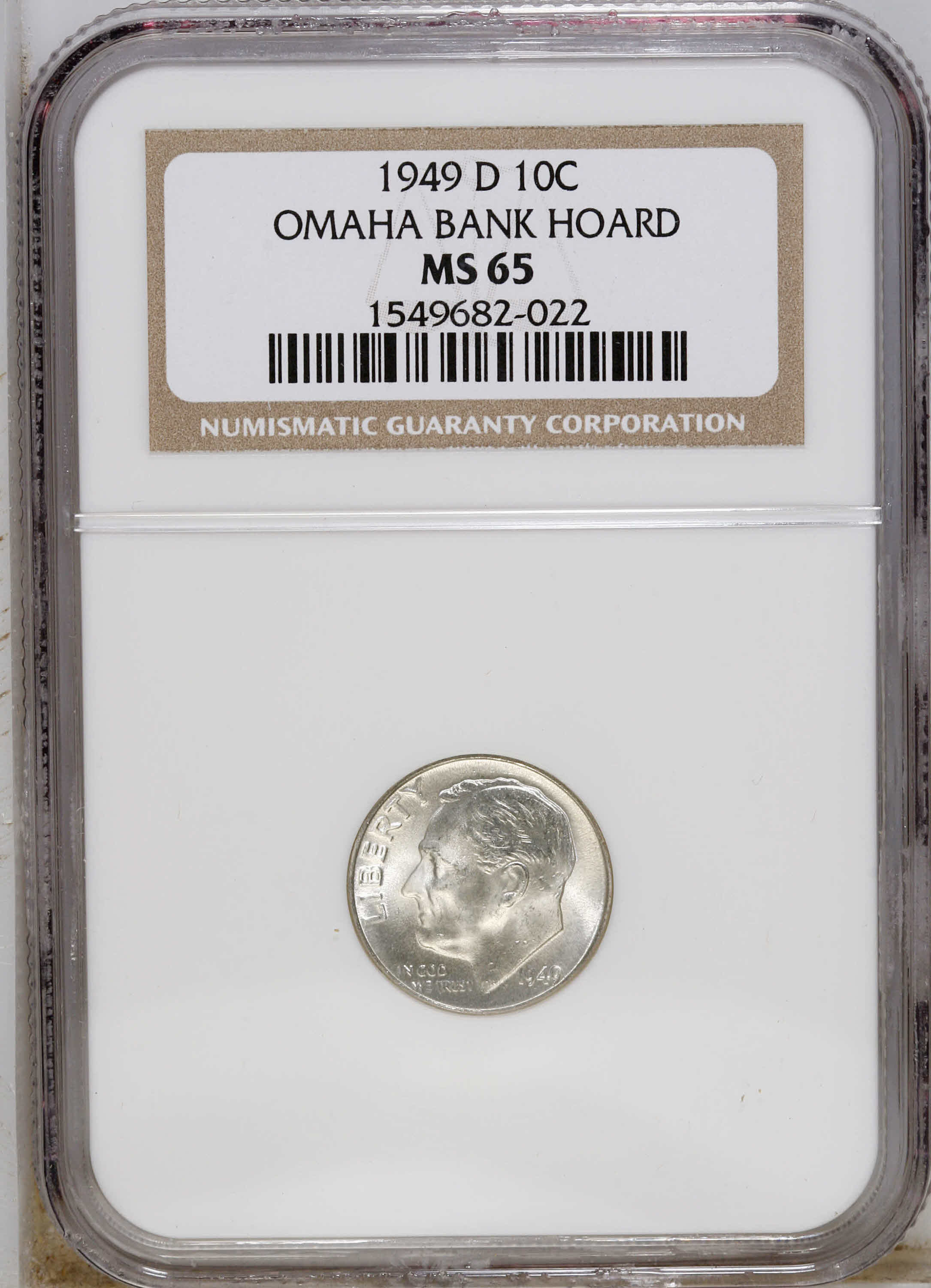 1949-D 10C MS65 NGC. NGC Census: (53/965). PCGS Population (106/1316). Mintage: 26,034,000. Numismedia Wsl. Price: $18. (#5...