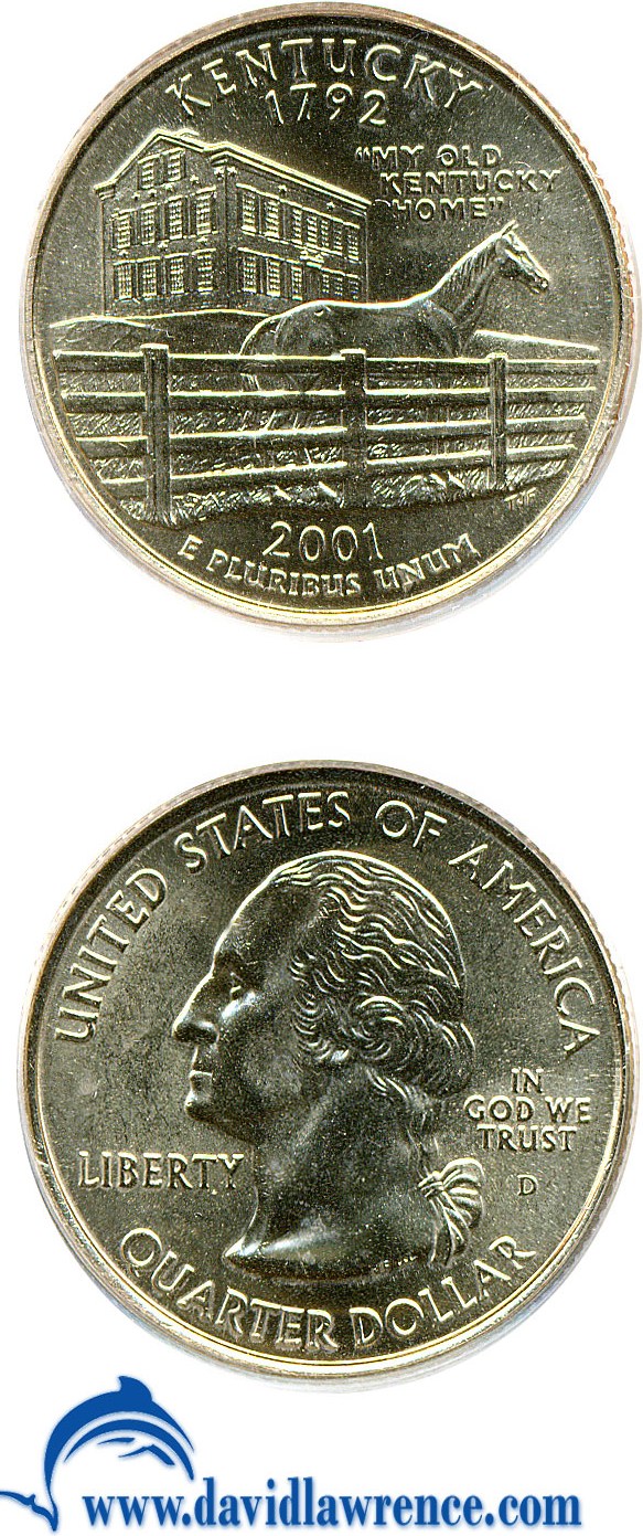 2001-D 25c Kentucky AU53 thumbnail 6