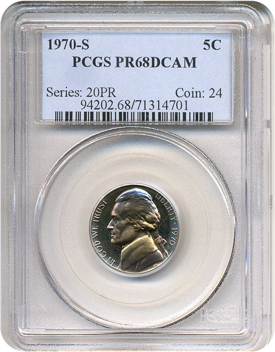 1970-S 5c PCGS Proof 68 DCameo