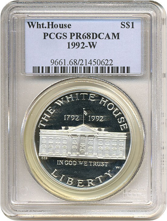 1992 W White House 200th Anniversary Silver dollar PR Values