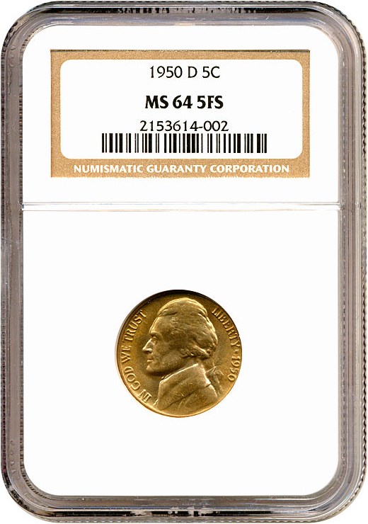 1950-D 5c NGC MS64 5FS