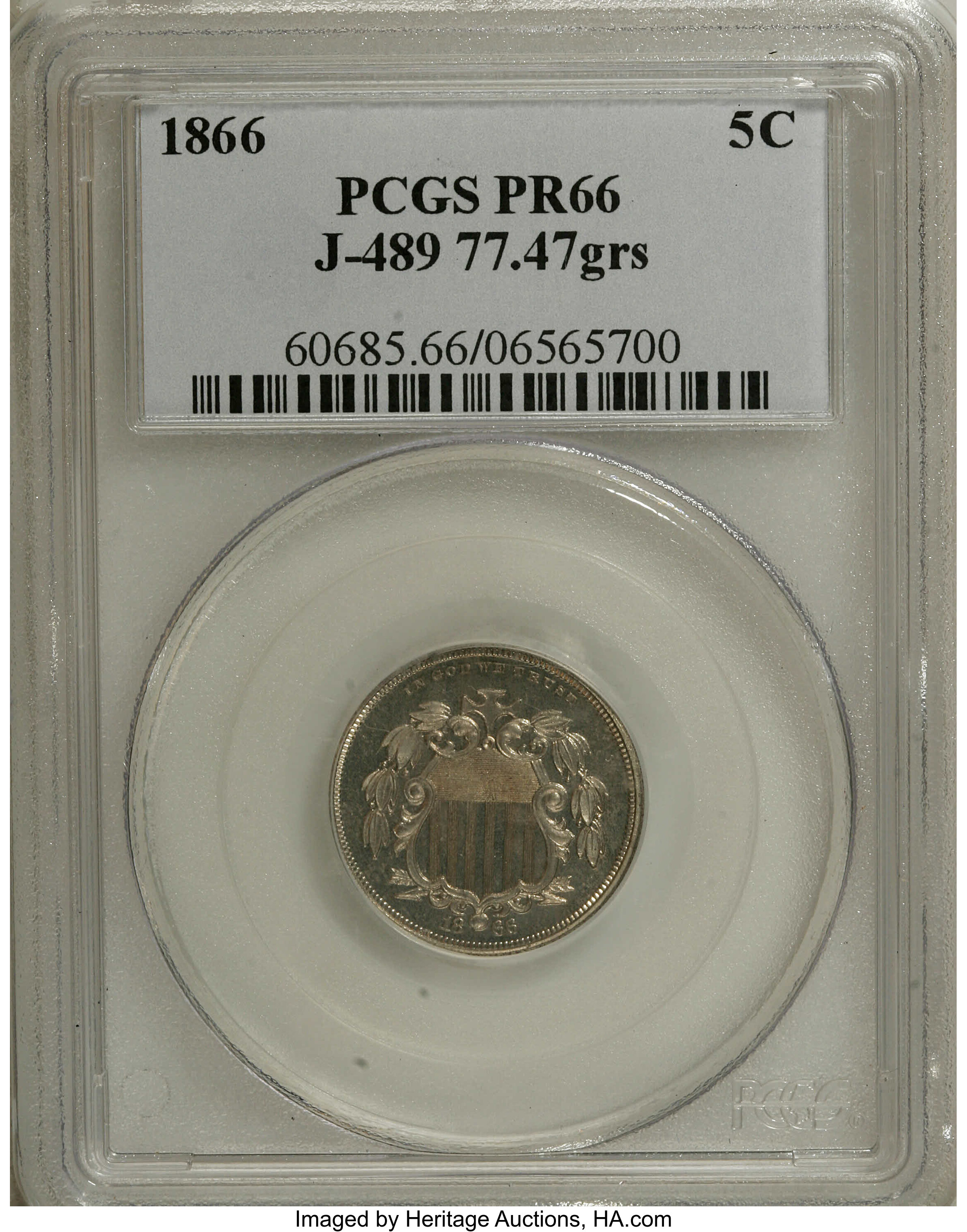 1866 P5c Nickel, J-489 PR64 CAC thumbnail 24