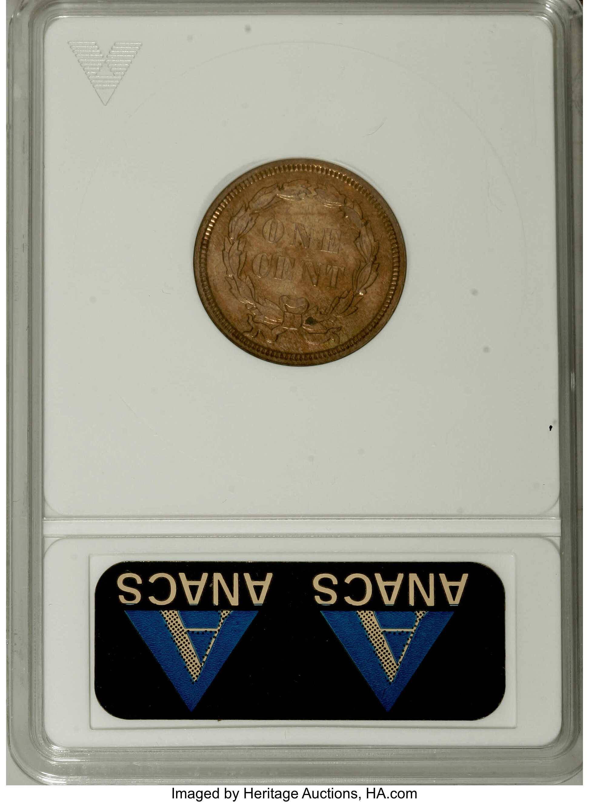 1858 P1c Copper-Nickel, 5 Leaves, J-208 PR60 thumbnail 2