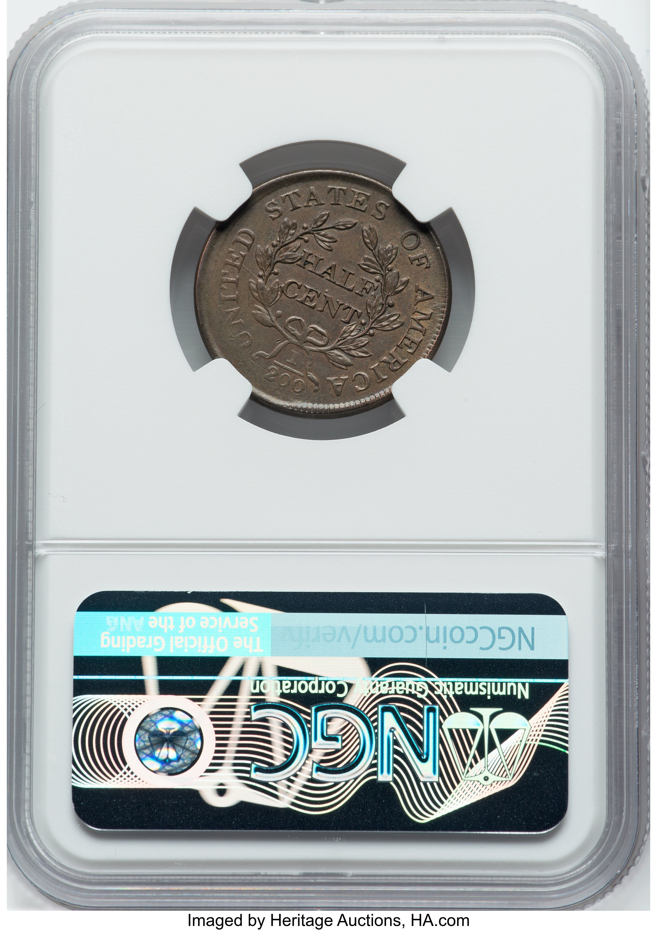 1804 1/2c Plain 4, No Stems MS BN MS60 BN thumbnail 2