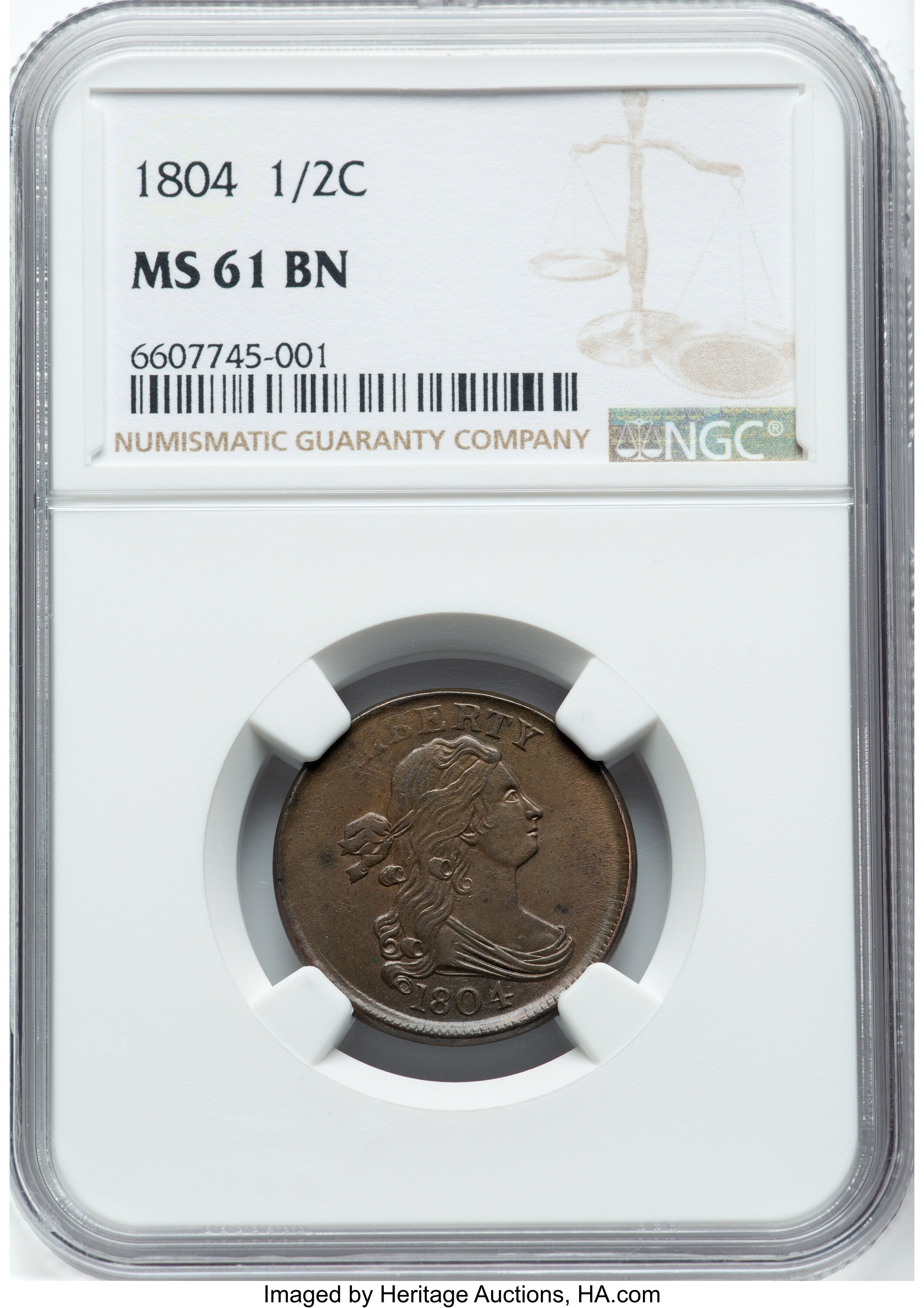 1804 1/2c Plain 4, No Stems MS BN MS60 BN thumbnail 4