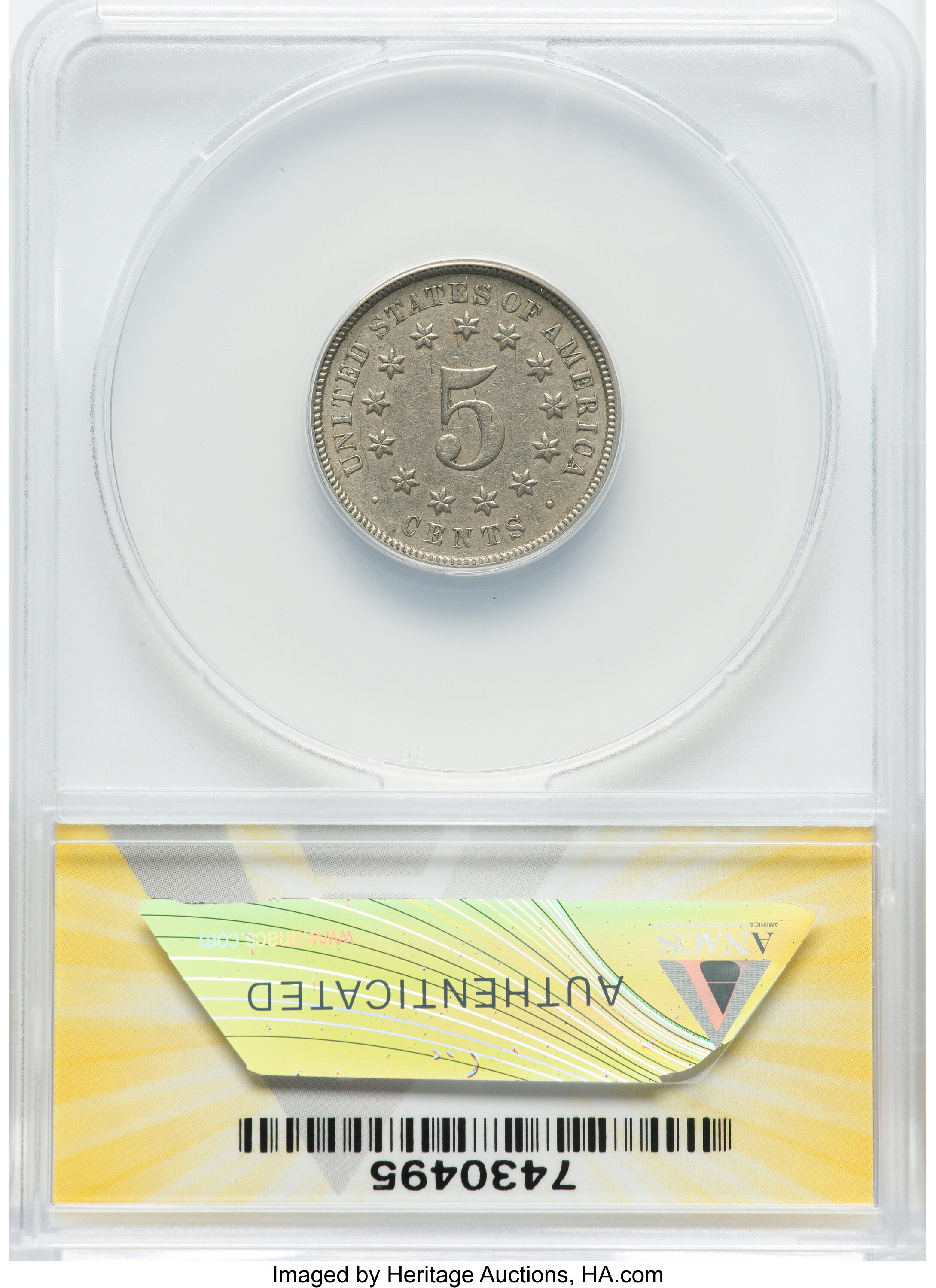 1874 5c AU53 CAC thumbnail 9