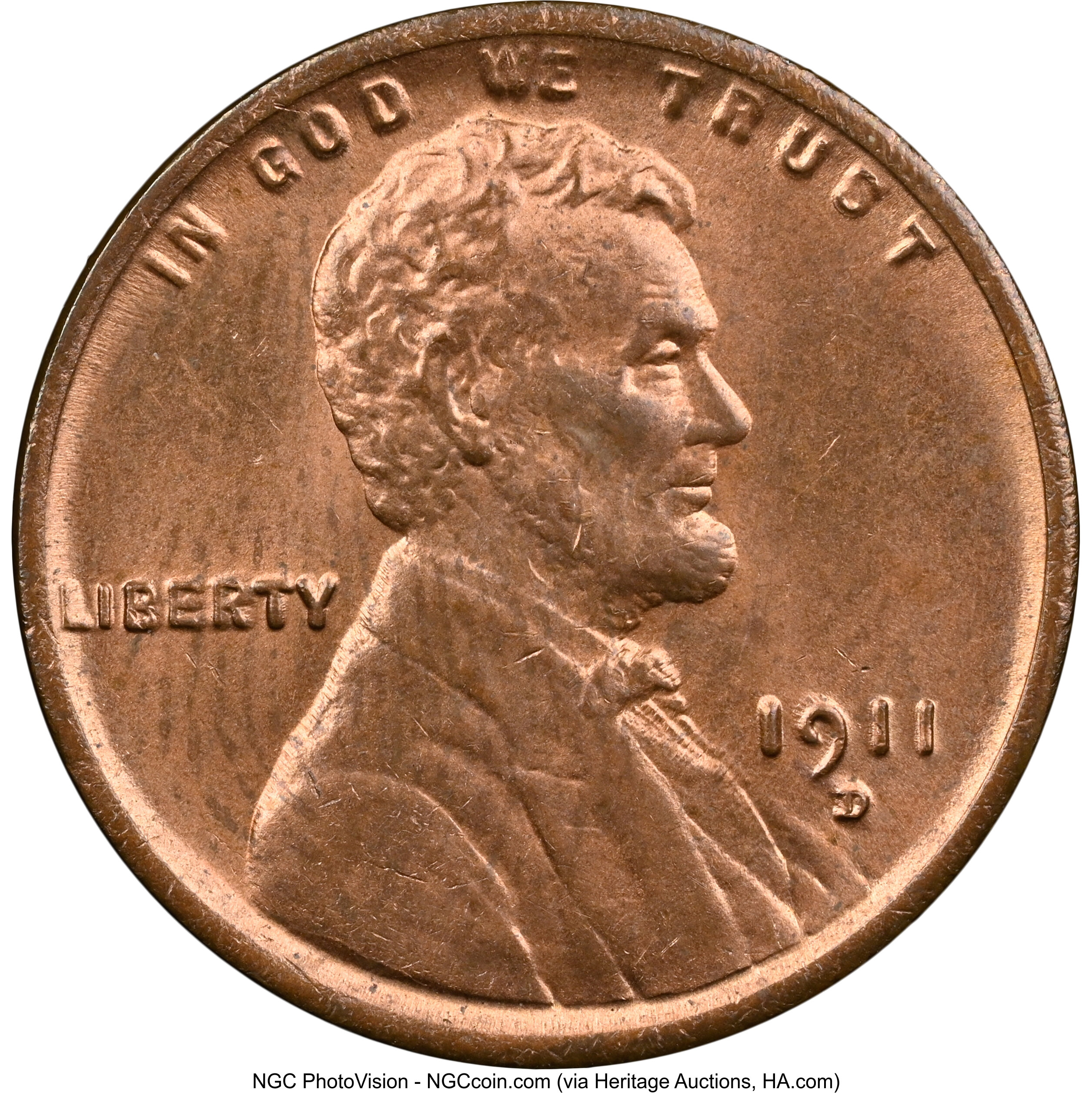 1911-D 1C MS65 Red and Brown NGC. NGC Census: (59/4). PCGS Population: (48/4). CDN: $475 Whsle. Bid for NGC/PCGS MS65. Mint...