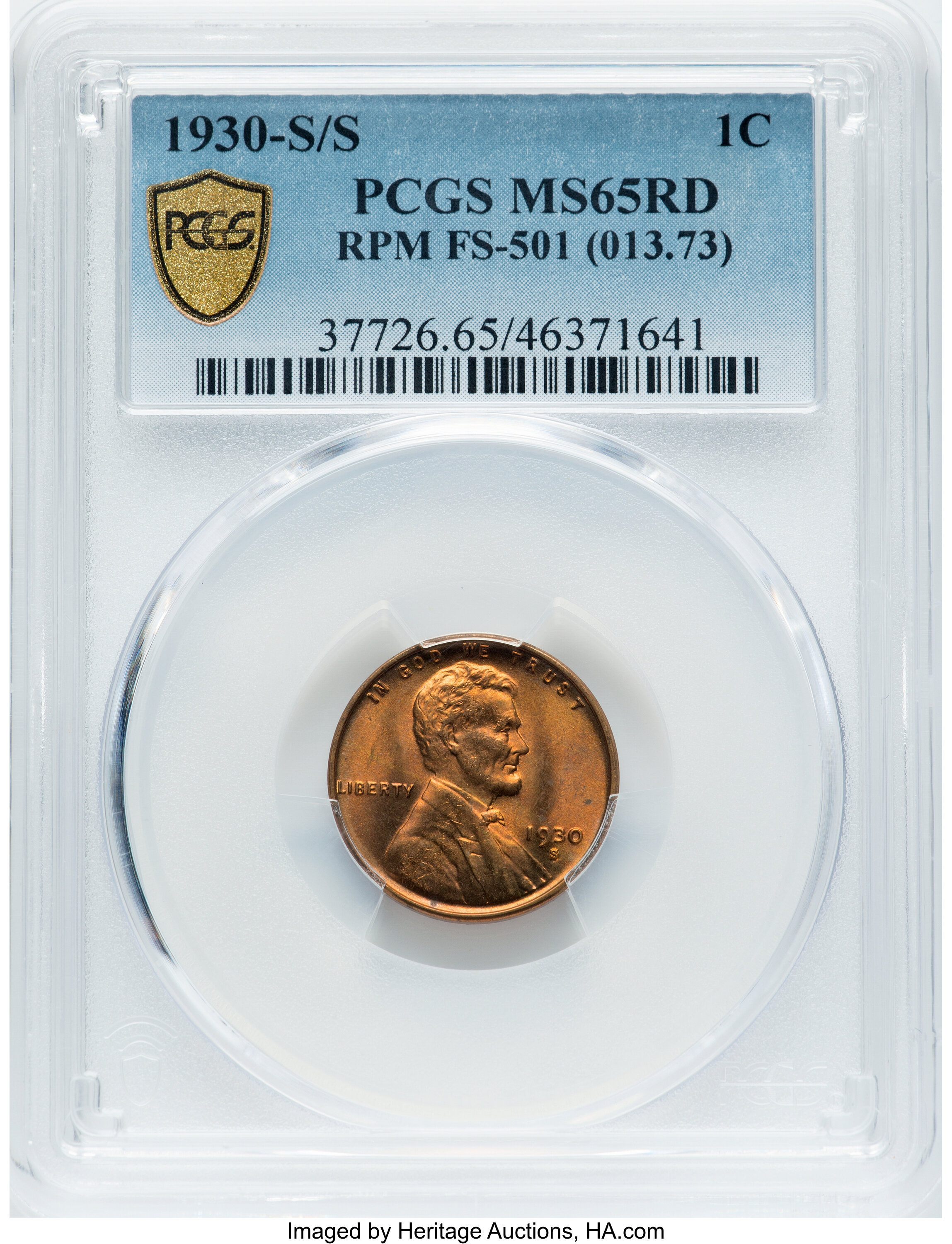 1930-S/S 1c Repunched Mintmark, RPM-501 MS RD MS65 RD thumbnail 6