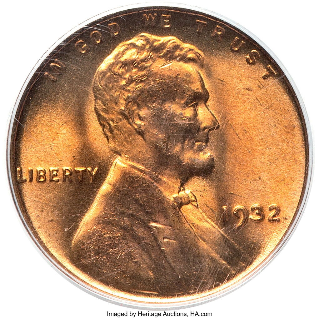 1932 1C MS67 Red PCGS. CAC. With a mintage of more than 9 million coins, the 1932 is a collectible Lincoln cent issue in vi...