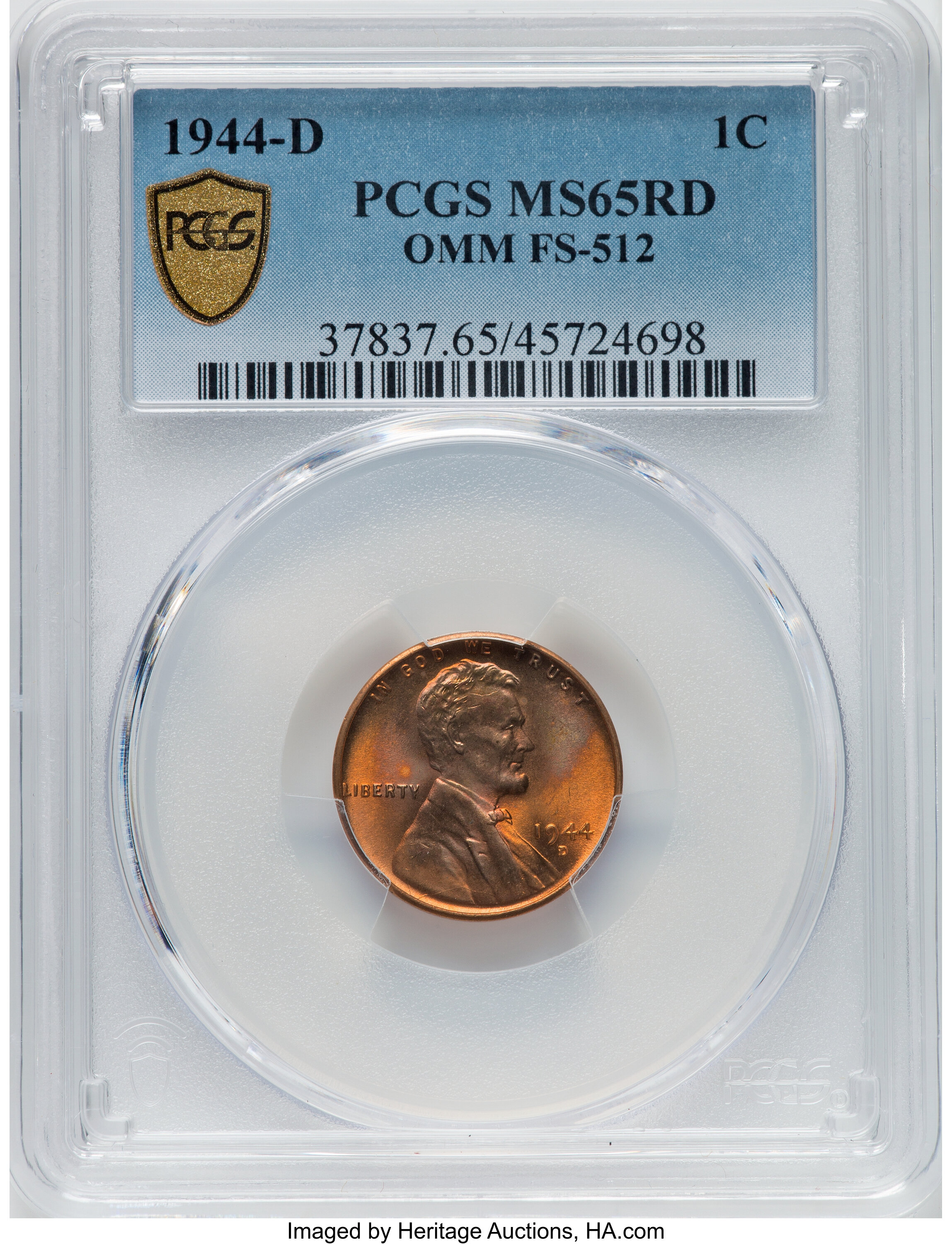 1944-D/S 1c Overmintmark, FS-512 MS RD MS65 RD thumbnail 12