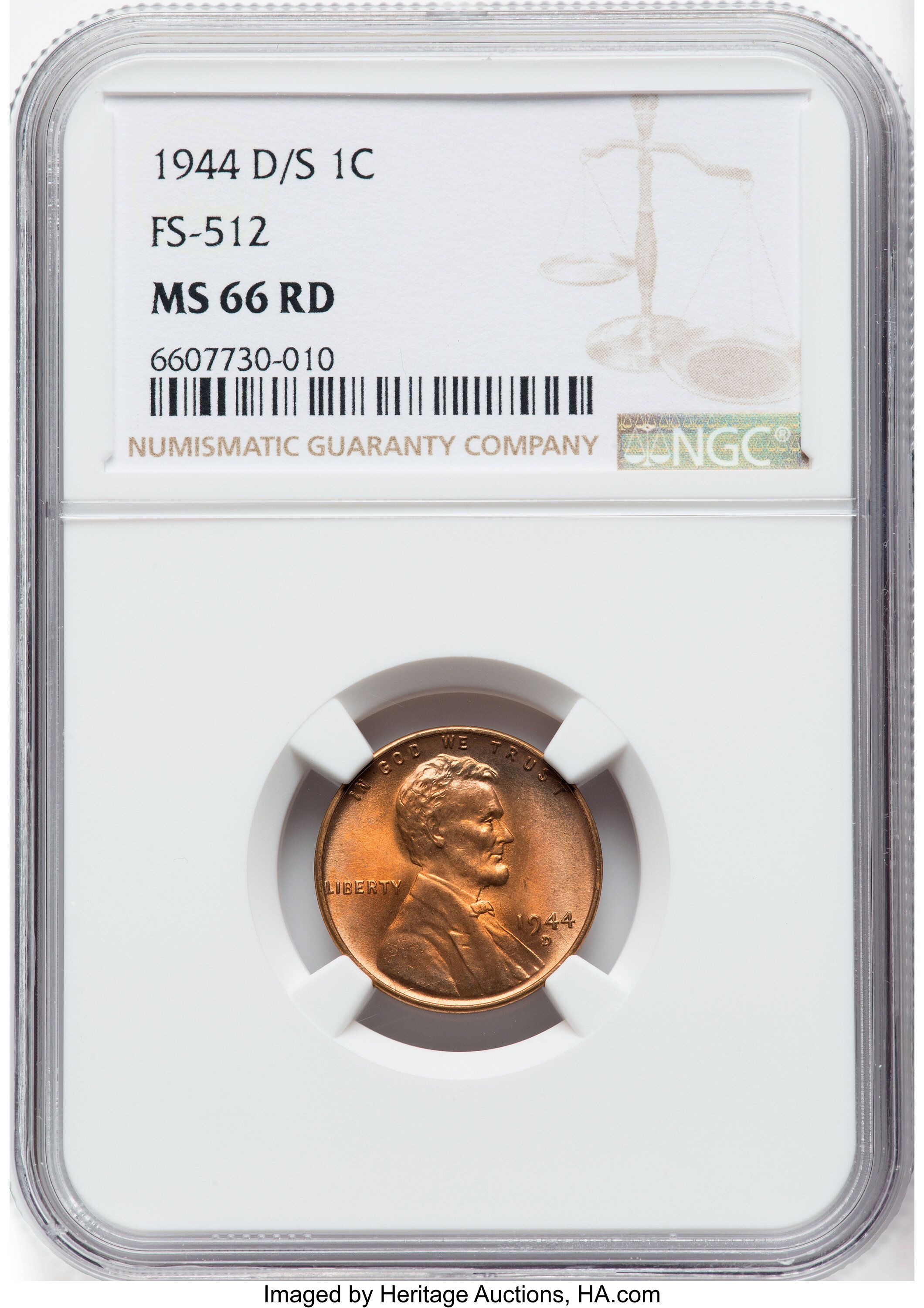 1944-D/S 1c Overmintmark, FS-512 MS RD MS66 RD thumbnail 13