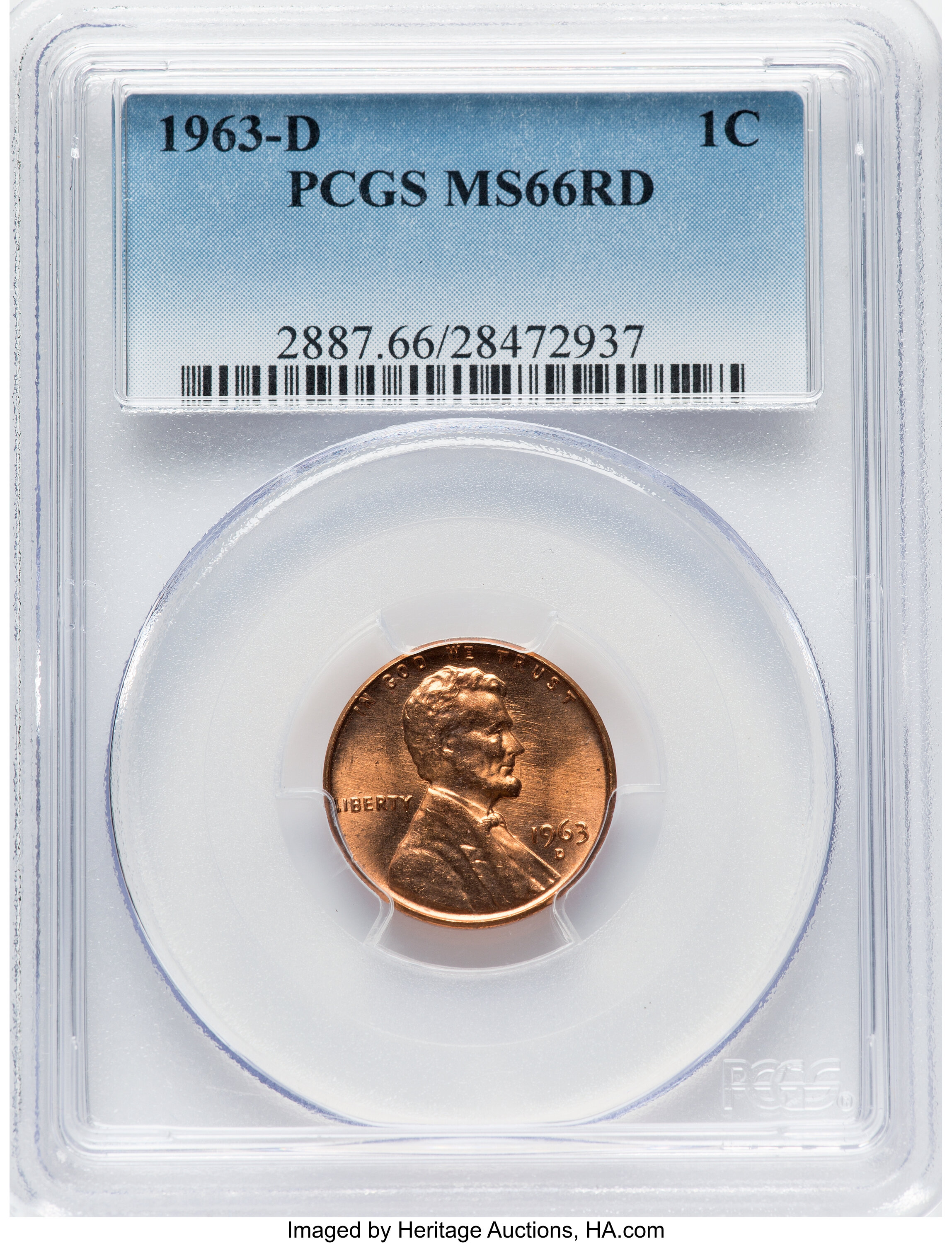 1963-D 1C MS66 Red PCGS. PCGS Population: (287/4). NGC Census: (506/15). CDN: $70 Whsle. Bid for NGC/PCGS MS66. Mintage 1,7...