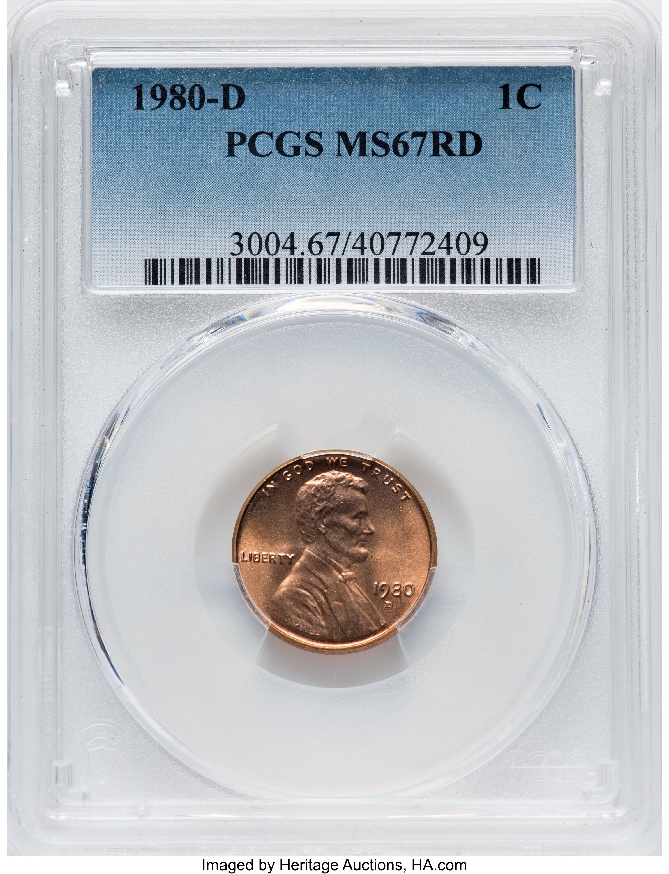 1980-D 1C MS67 Red PCGS. PCGS Population: (57/0). NGC Census: (25/1). CDN: $125 Whsle. Bid for NGC/PCGS MS67. ...