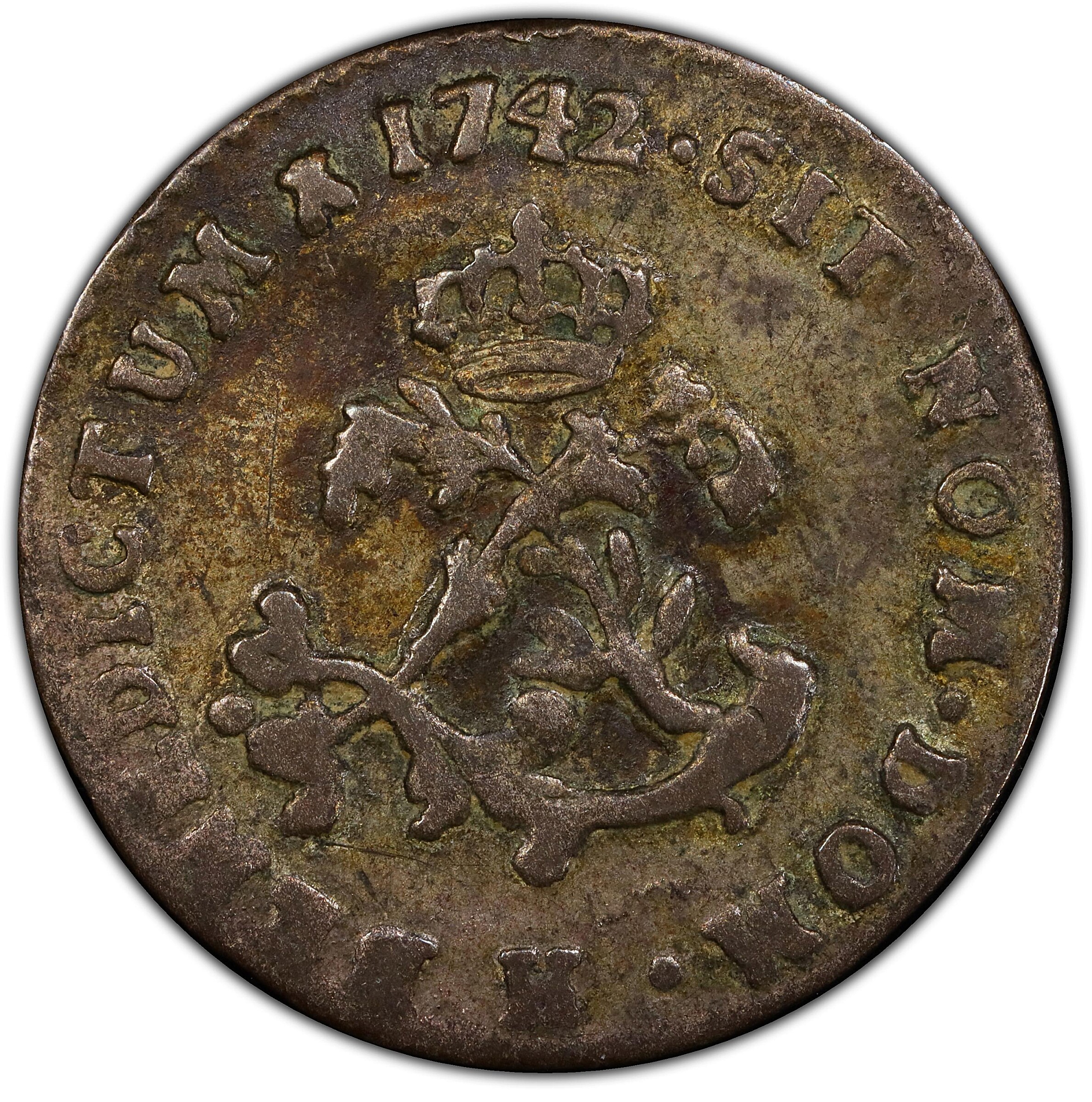 1742-H Sou Marque. La Rochelle Mint. Vlack-98, var. EF-40 (PCGS).