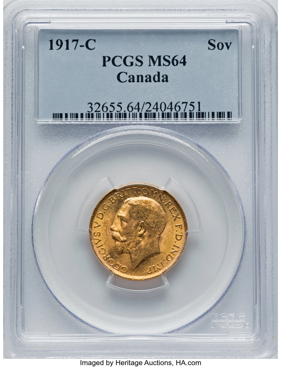 Canada: George V gold Sovereign 1917-C MS64 PCGS,...
