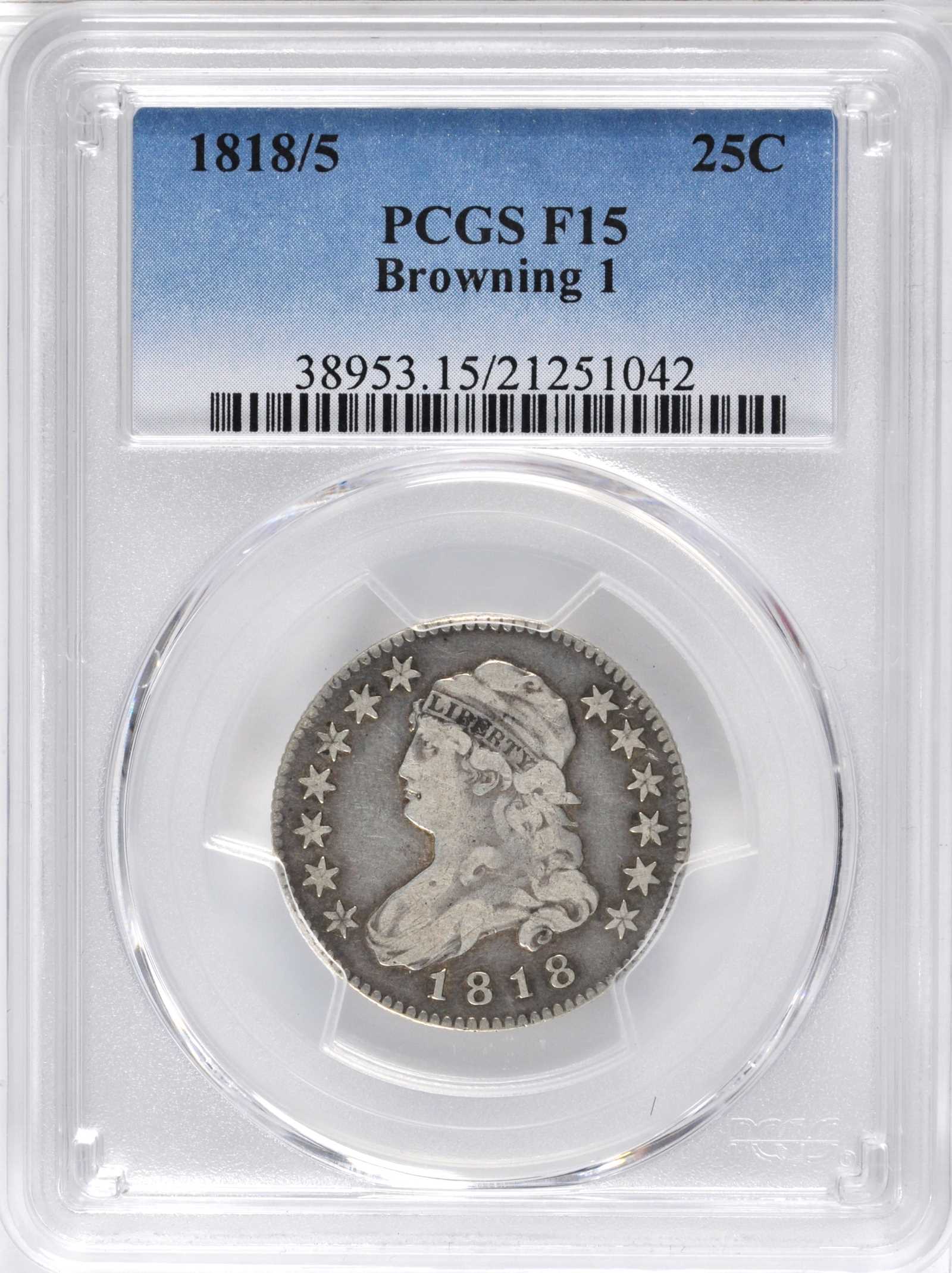 1818/5 25c Overdate, B-1 AG3 CAC thumbnail 17