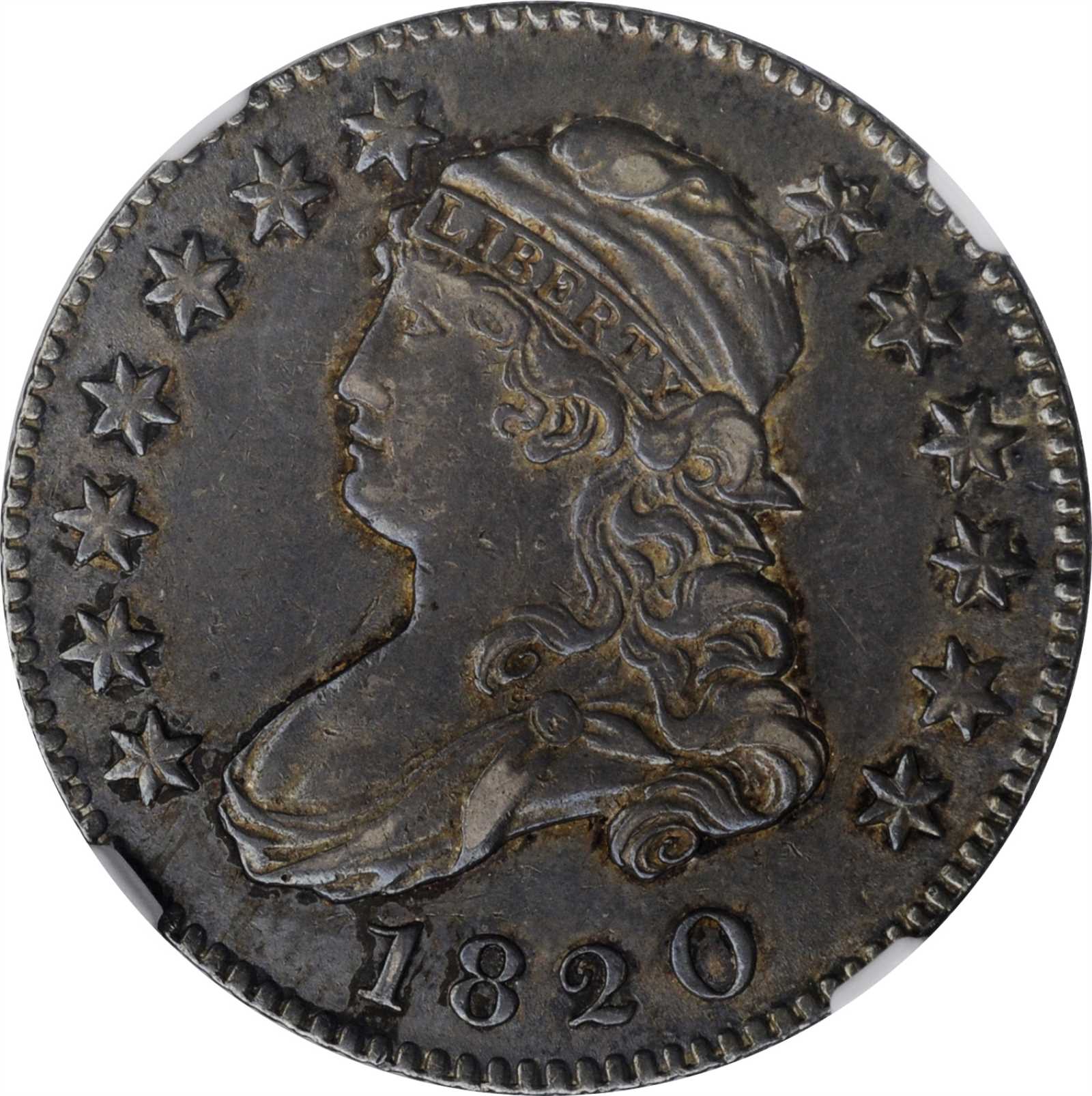 1820 Capped Bust Quarter. B-2. Rarity-2. Large 0. AU-53 (NGC).