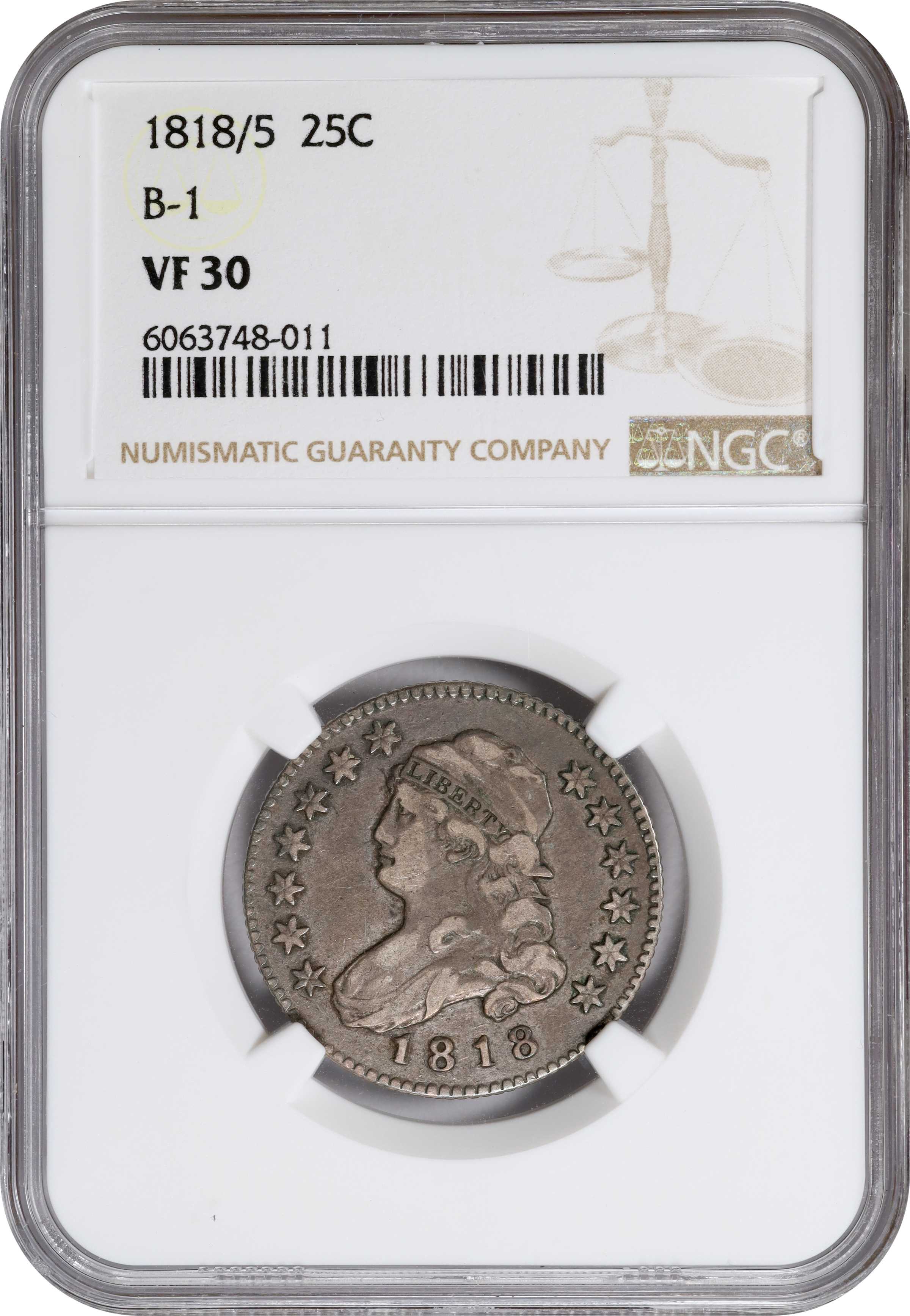 1818/5 25c VF30 thumbnail 3